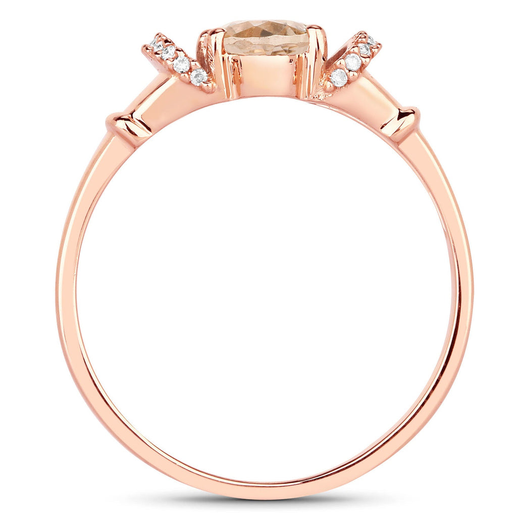 0.75 Carat Genuine Morganite and White Diamond 14K Rose Gold Ring
