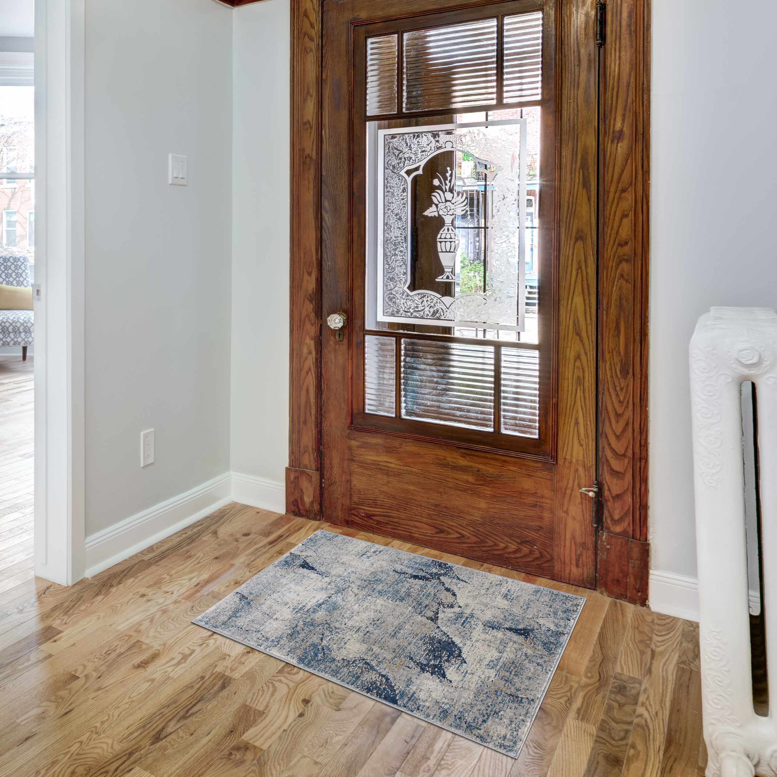 Creighton Blue Marble Textured Luxe Rug