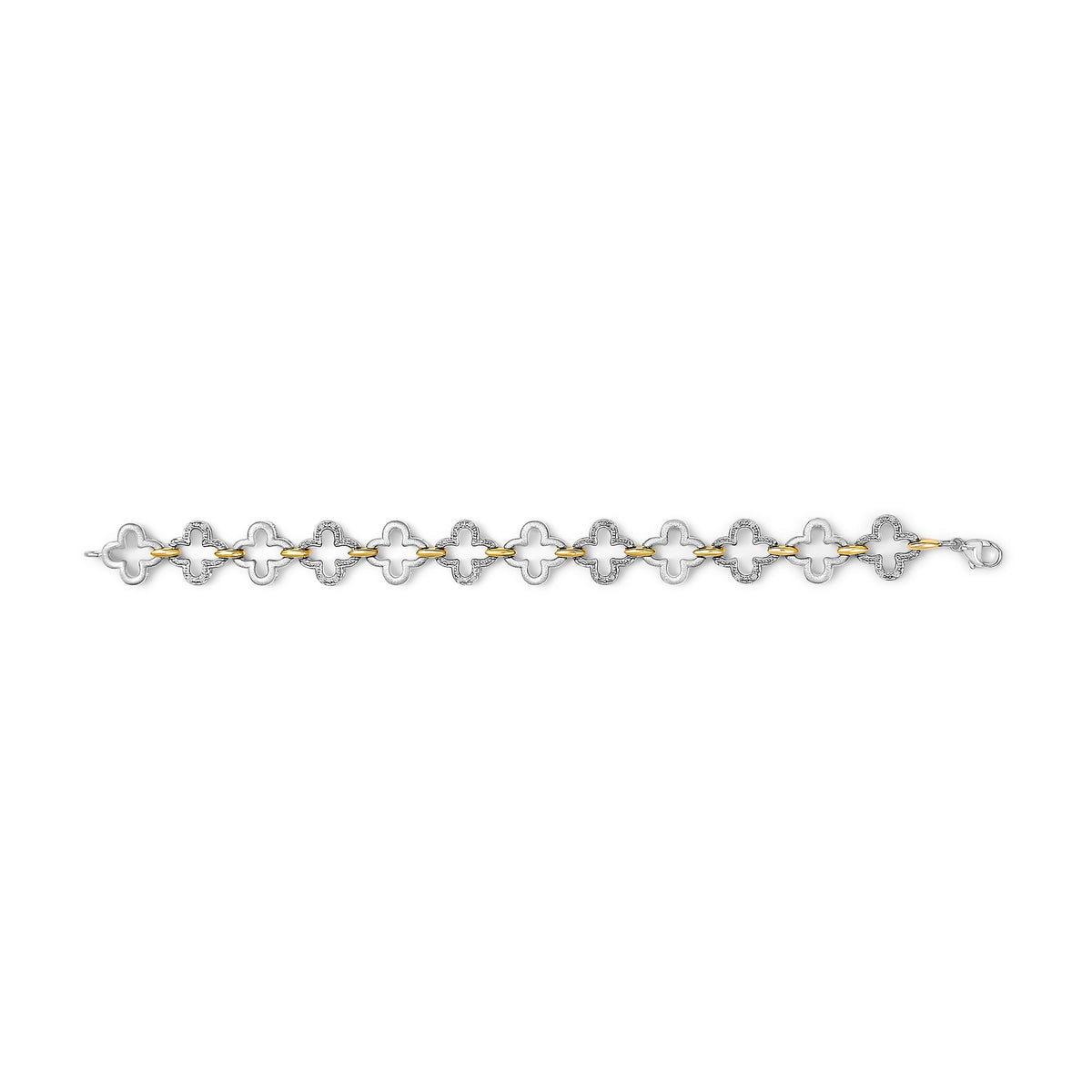 .925 Two-tone Sterling Silver 1/10 Cttw Natural Round Diamond Fashion Tennis Bracelet (I-J Color, I1-I2 Clarity) - 7"