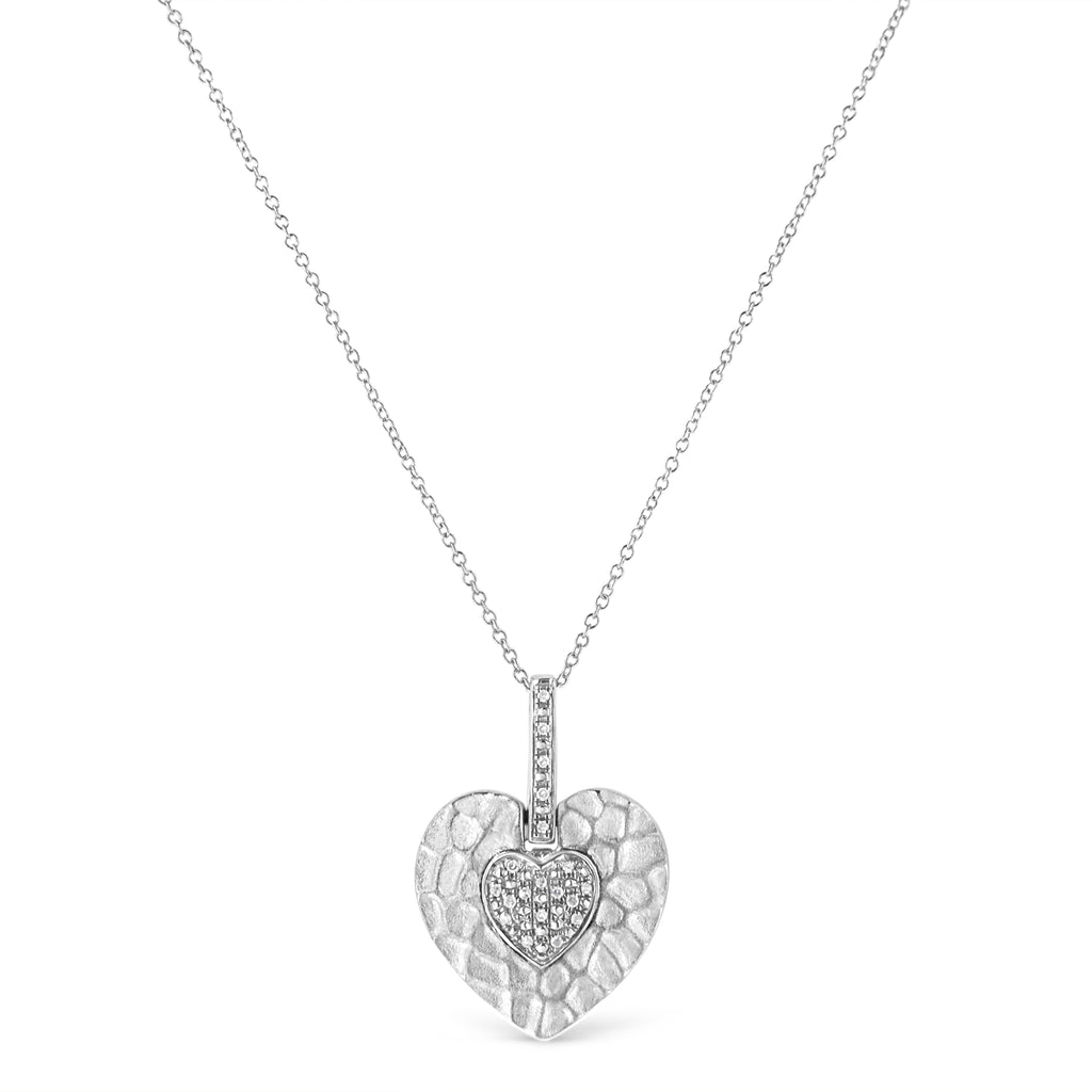 .925 Sterling Silver Pave-Set Diamond Accent Heart Shape 18" Pendant Necklace (I-J Color, I1-I2 Clarity)