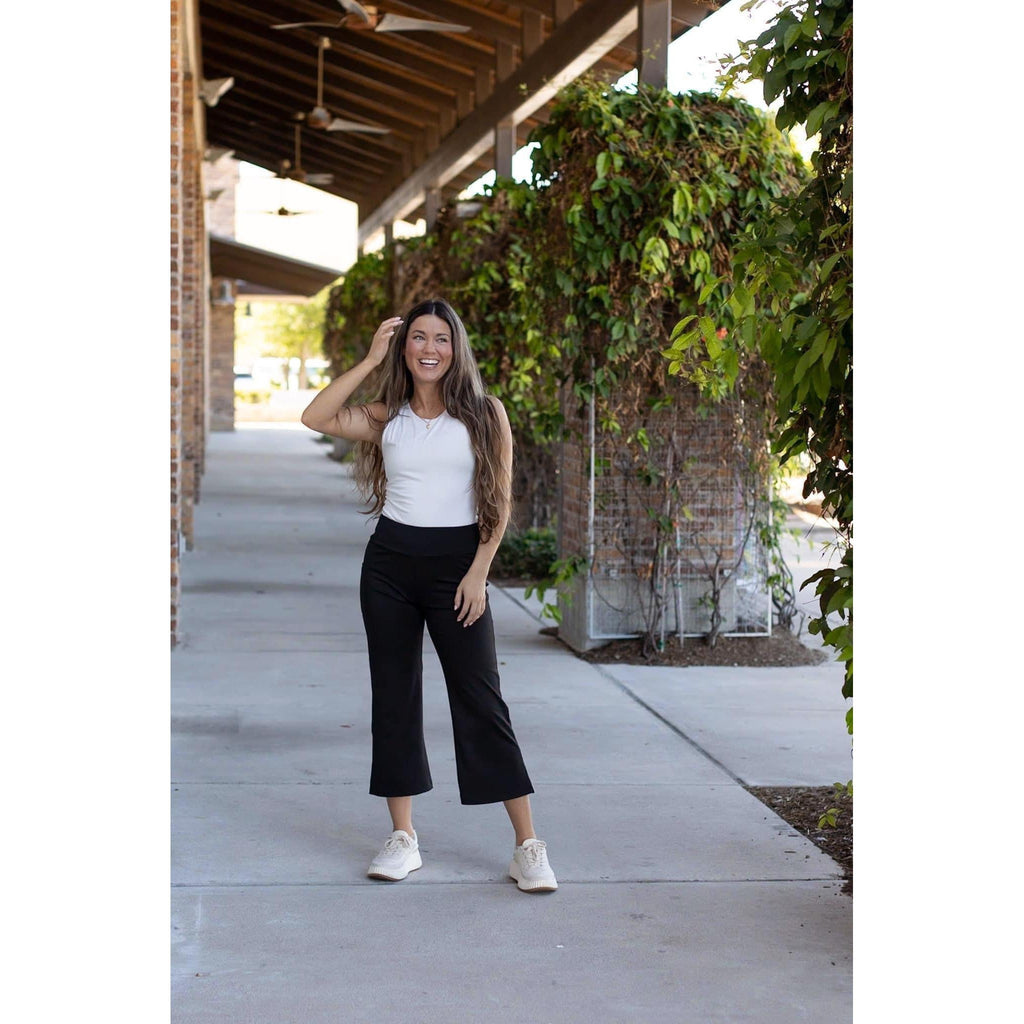The Gabriella -Black  High Waisted Gaucho Pants - Round 7 - Luxe Leggings by Julia Rose®