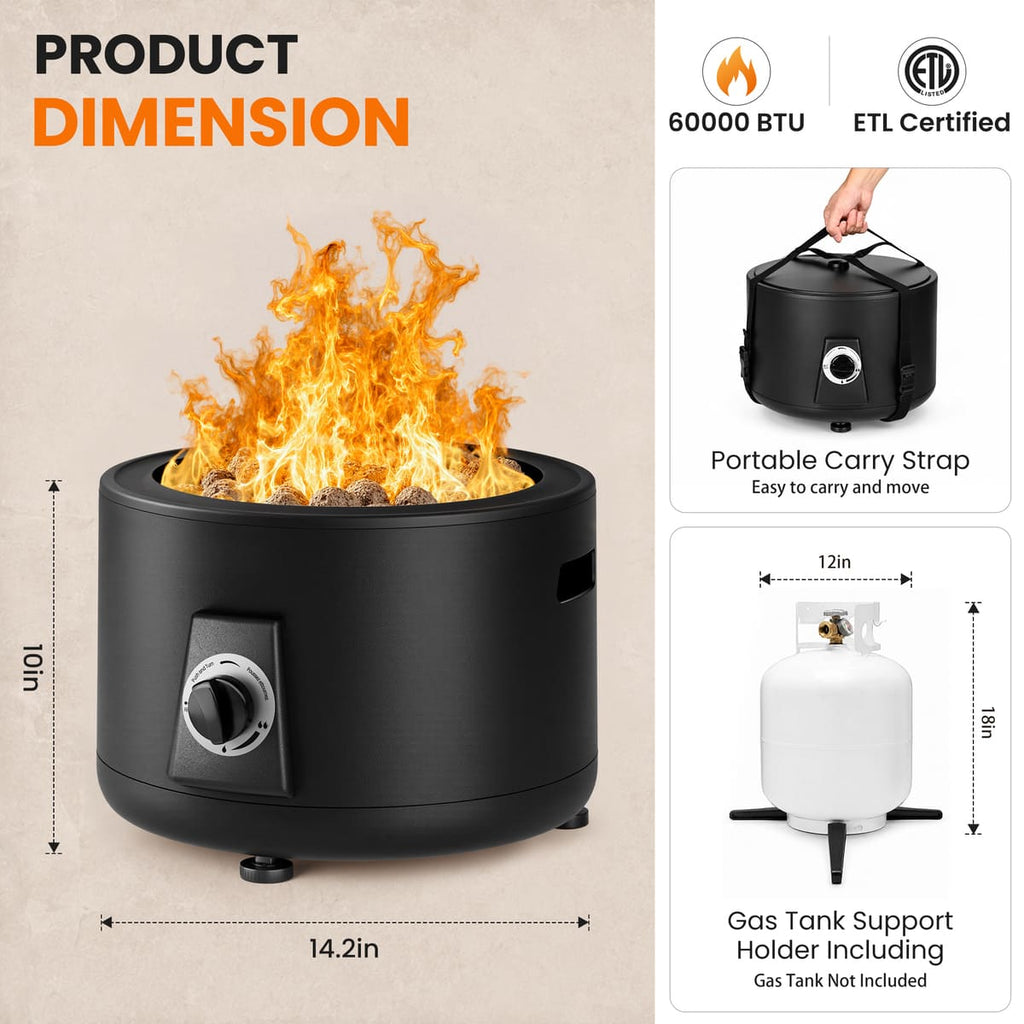 Pyra Base Portable Fire Pit, 60,000 BTU