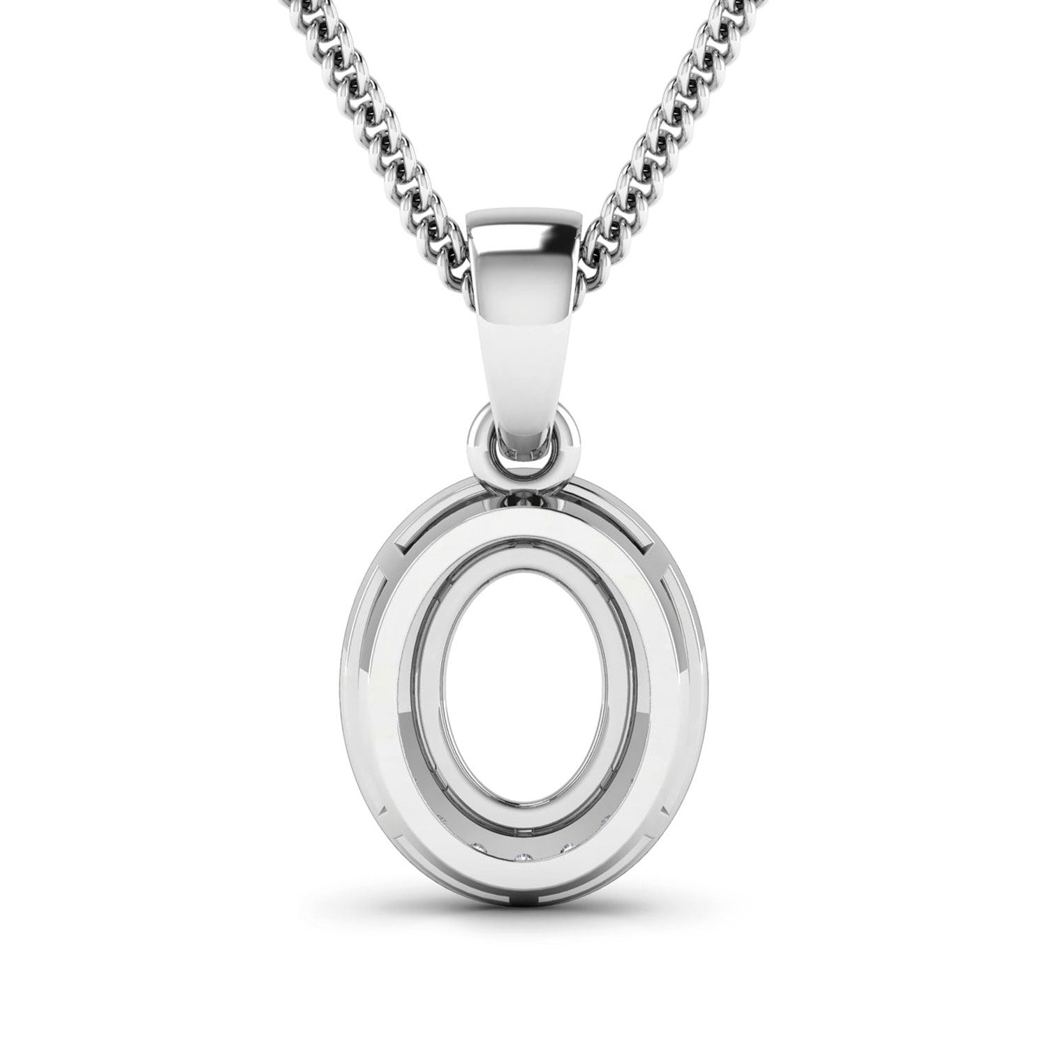 0.18 Carat Genuine White Diamond 14K White Gold Semi Mount Pendant - holds 8x6mm Oval Gemstone
