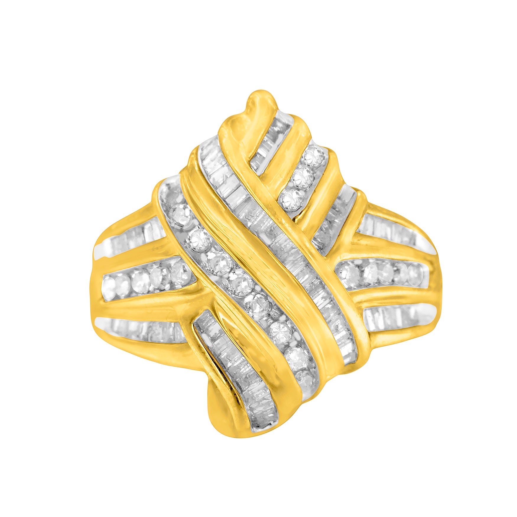 10K Yellow Gold Diamond Bypass Ring (1.0 cttw, H-I Color, I2-I3 Clarity)
