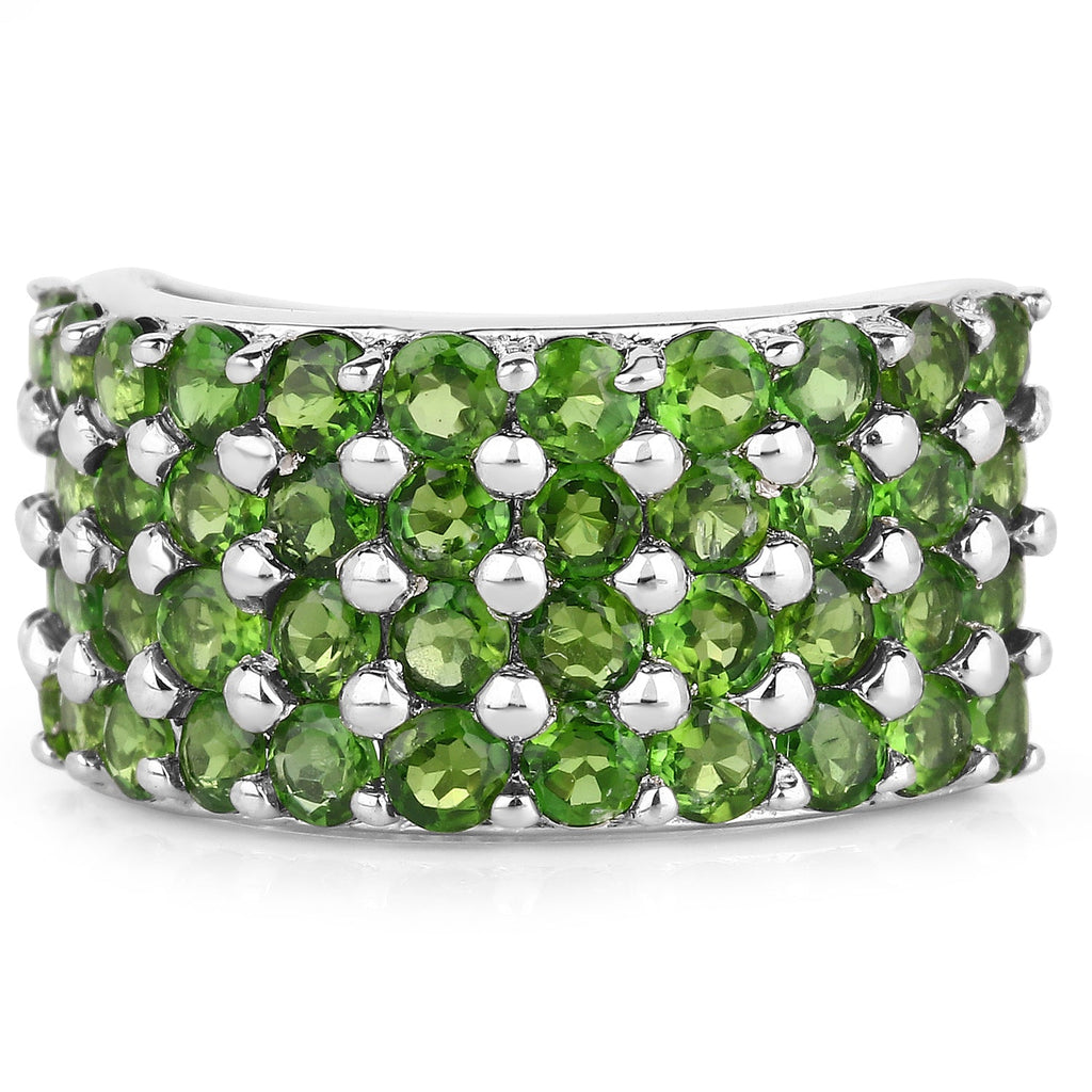 3.08 Carat Genuine Chrome Diopside .925 Sterling Silver Ring