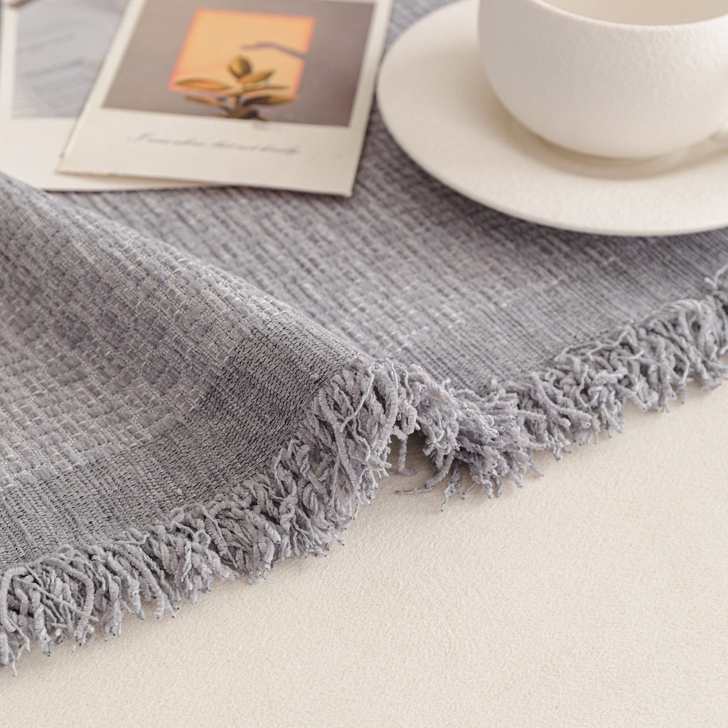 Textured Woven Modern Sofa Cover, Natural Blend Decorative Couch Throw Blanket