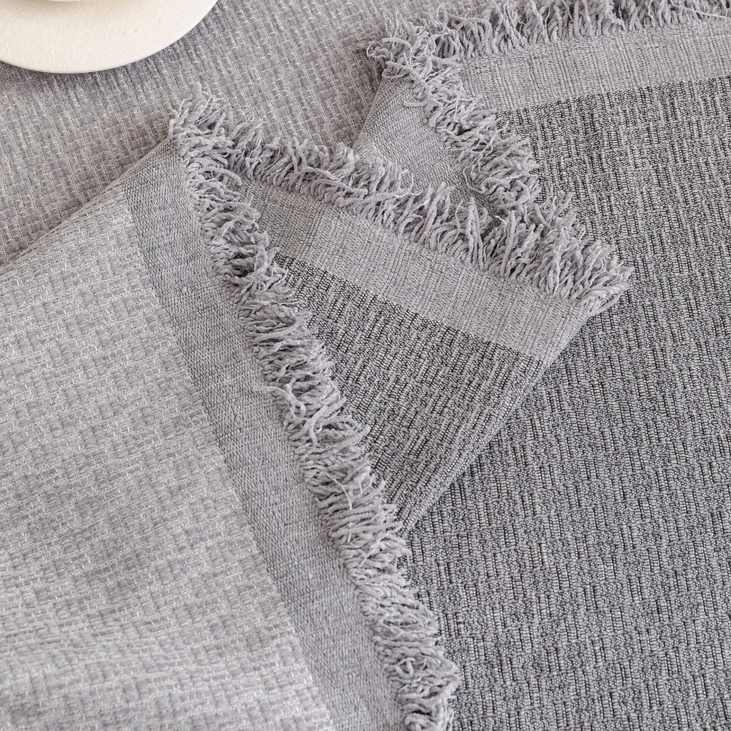 Textured Woven Modern Sofa Cover, Natural Blend Decorative Couch Throw Blanket