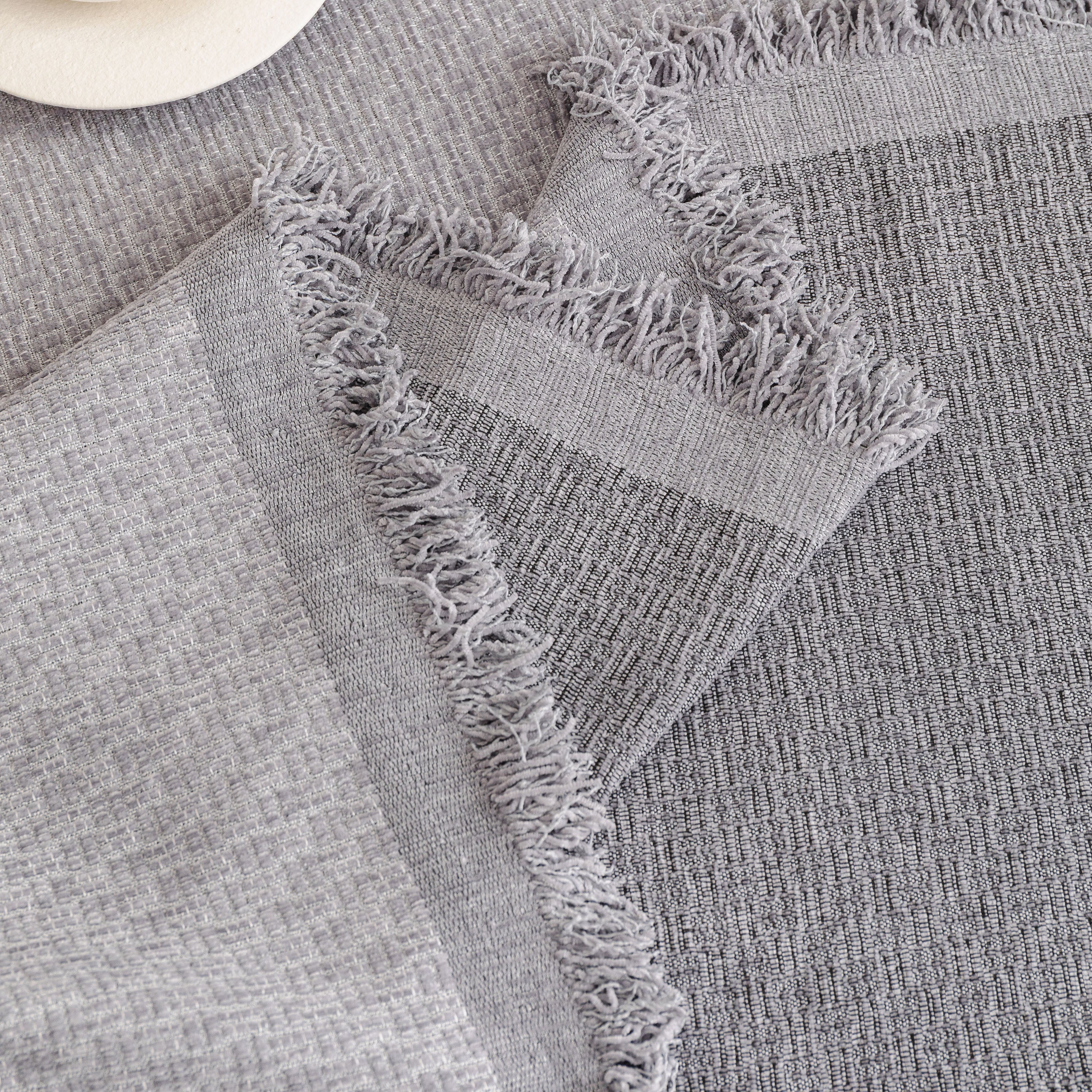 Textured Woven Modern Sofa Cover, Natural Blend Decorative Couch Throw Blanket