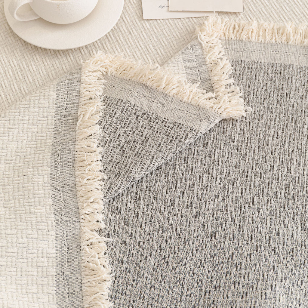 Textured Woven Modern Sofa Cover, Natural Blend Decorative Couch Throw Blanket