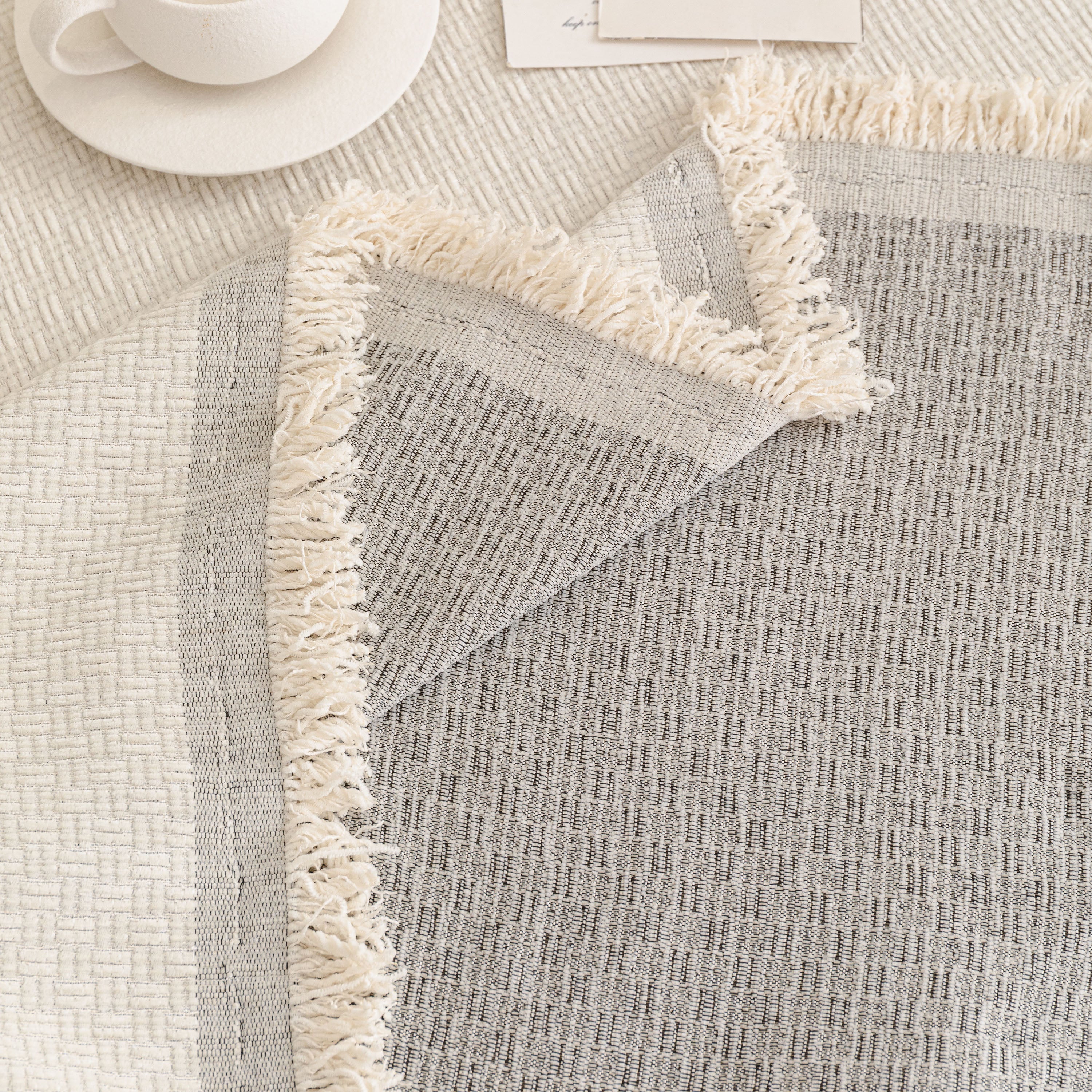 Textured Woven Modern Sofa Cover, Natural Blend Decorative Couch Throw Blanket