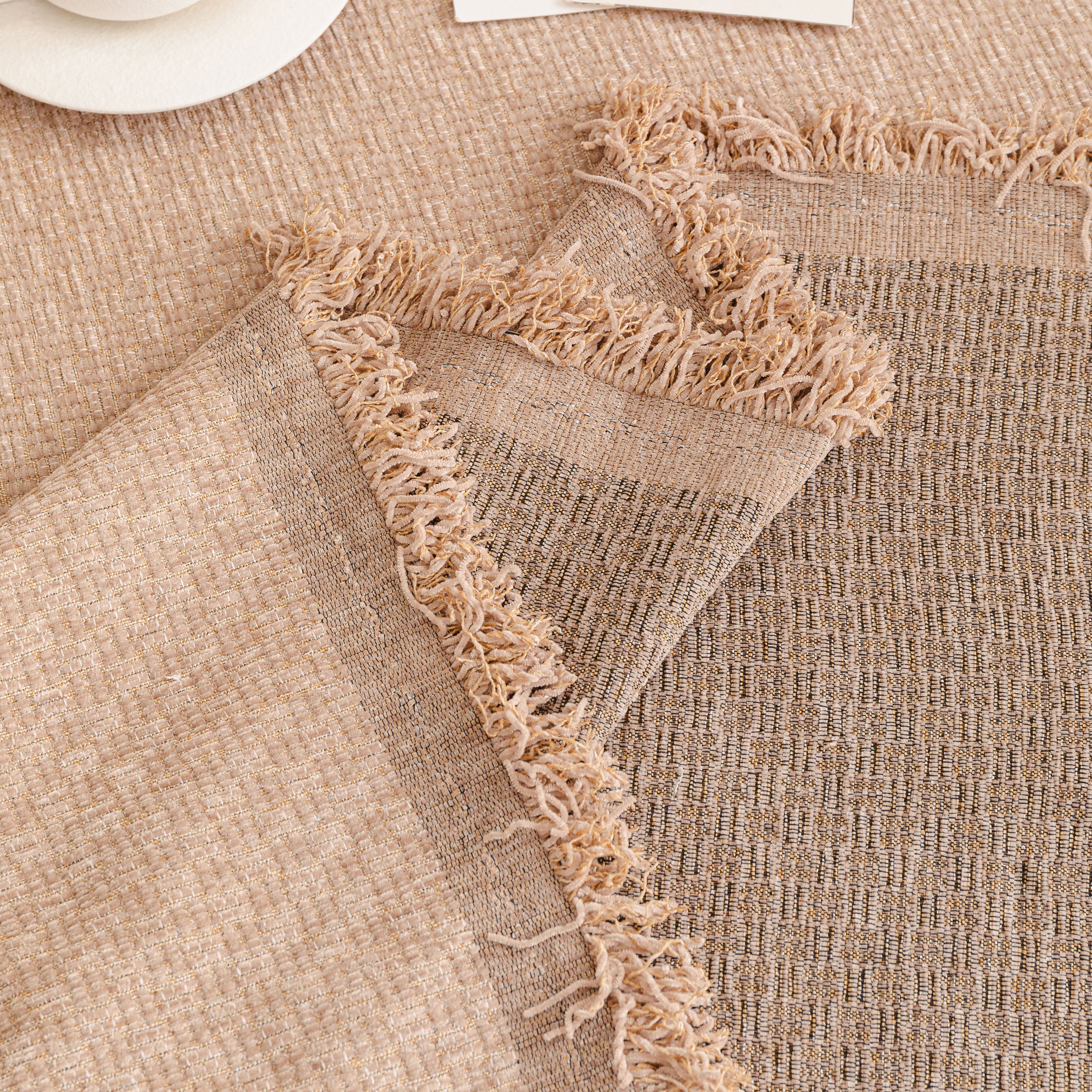 Textured Woven Modern Sofa Cover, Natural Blend Decorative Couch Throw Blanket