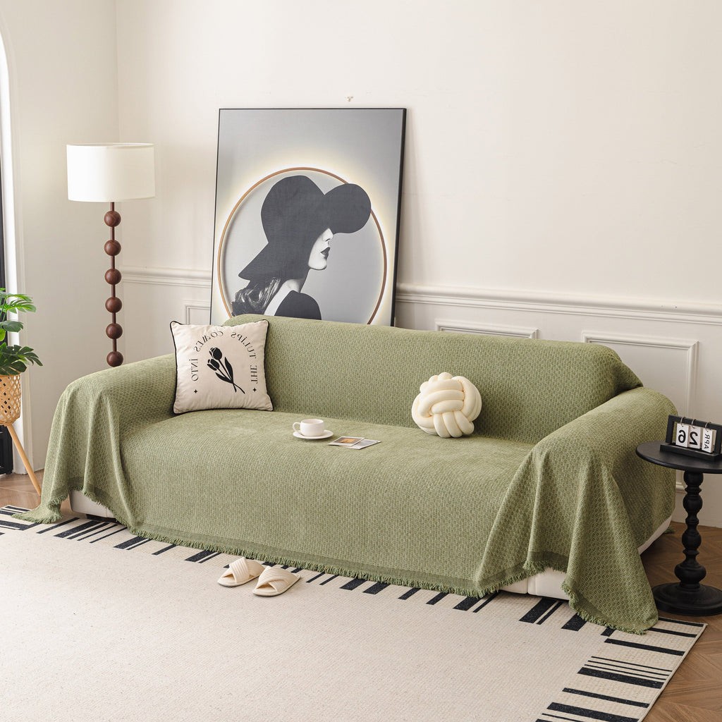 Textured Woven Modern Sofa Cover, Natural Blend Decorative Couch Throw Blanket