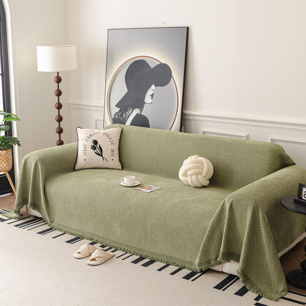 Textured Woven Modern Sofa Cover, Natural Blend Decorative Couch Throw Blanket