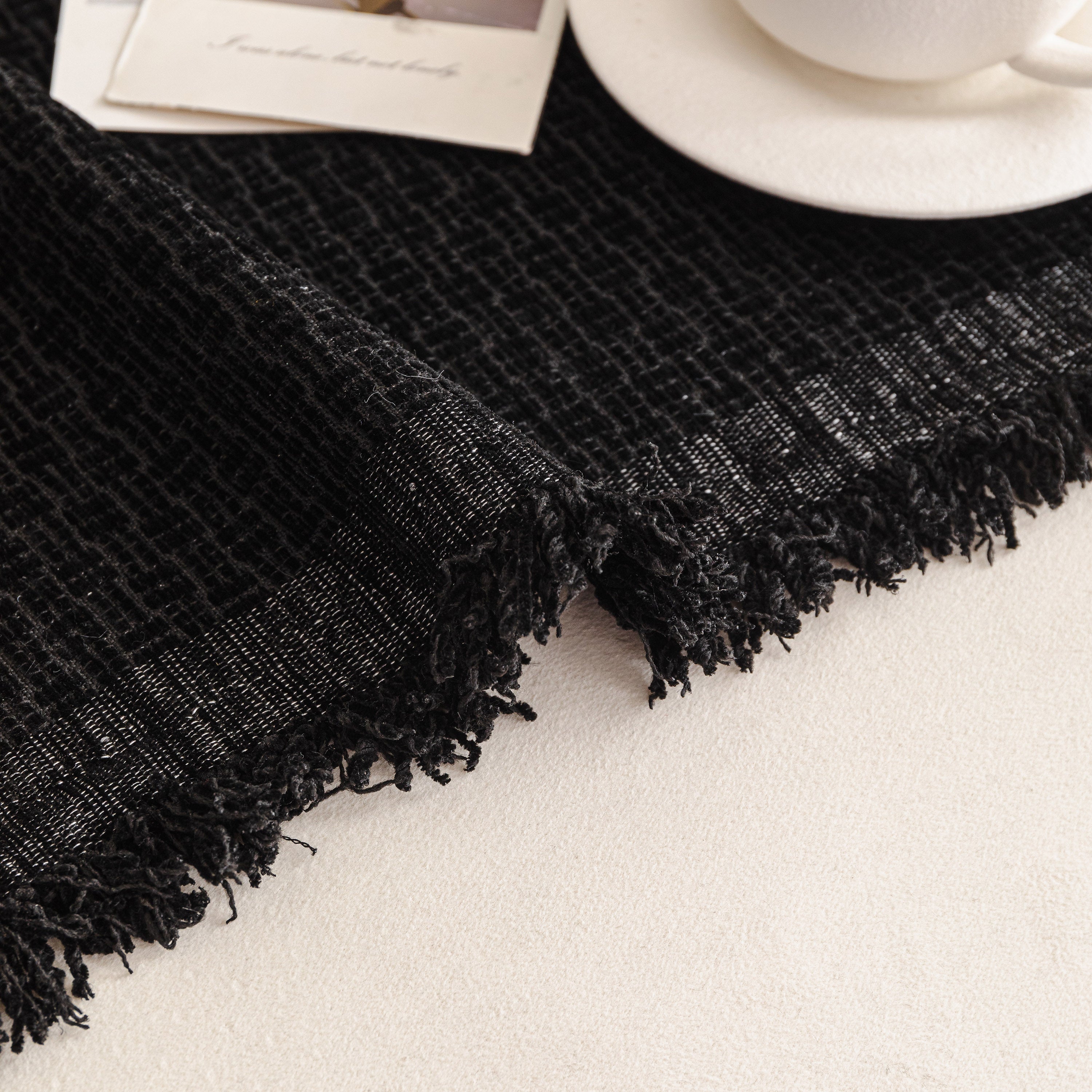 Textured Woven Modern Sofa Cover, Natural Blend Decorative Couch Throw Blanket