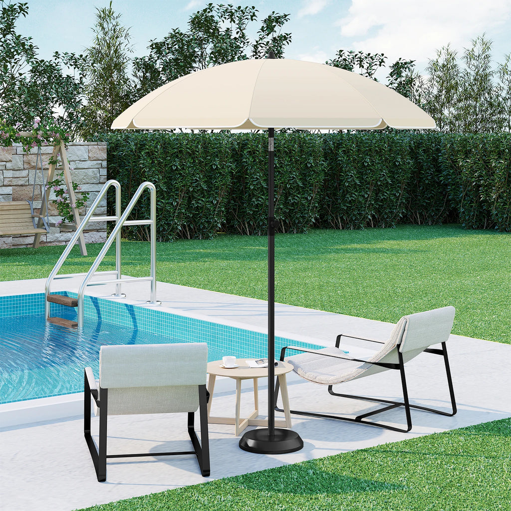WOLTU Round Beach Balcony Umbrella UV-Resistant Waterproof Height-Adjustable 45°Bendable Parasol for Sun Protection Garden Patio