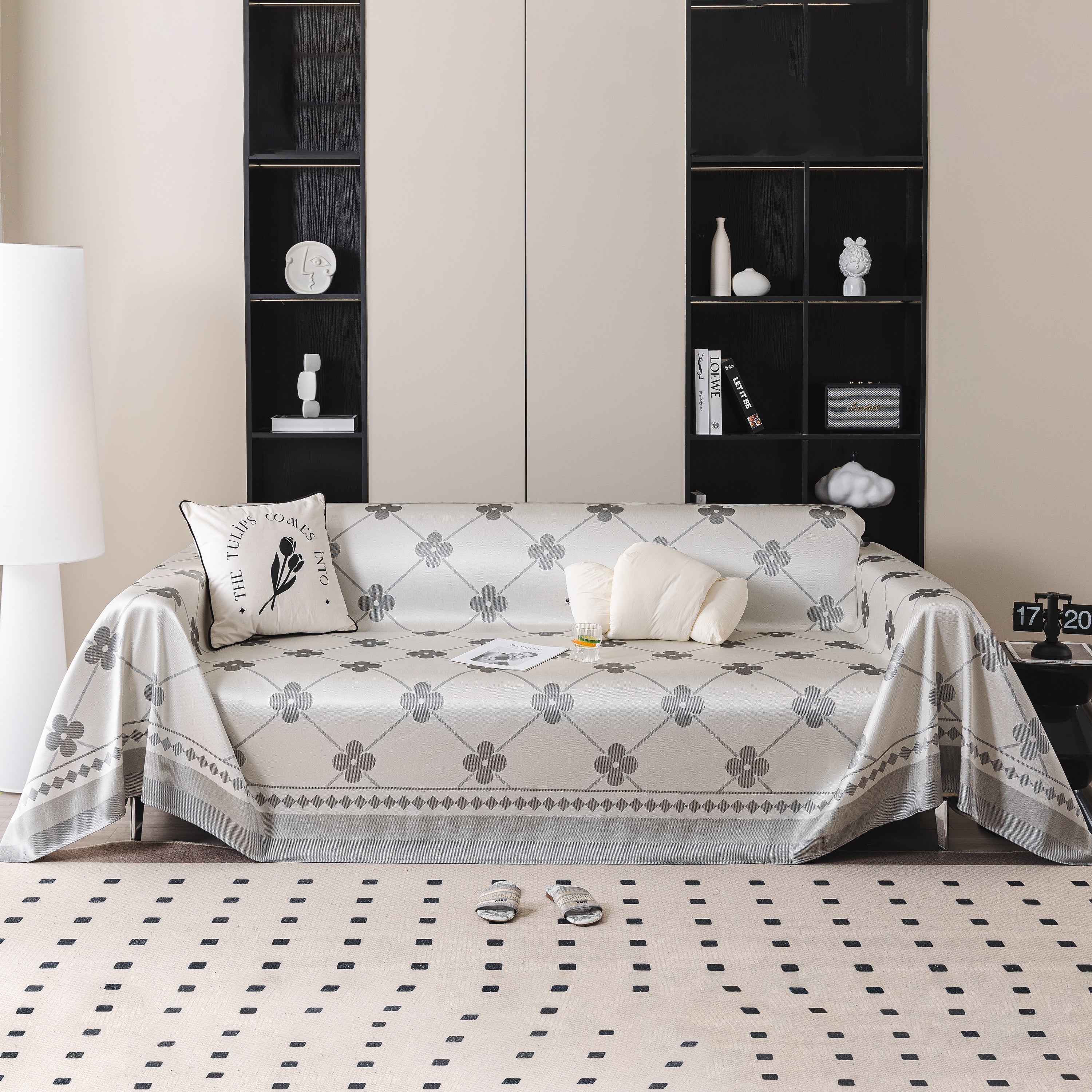 Cooling Four-Leaf Clover Hope Faith Love Luck Summer Comfy Ice Silk Furniture Throw Covers for Sofas