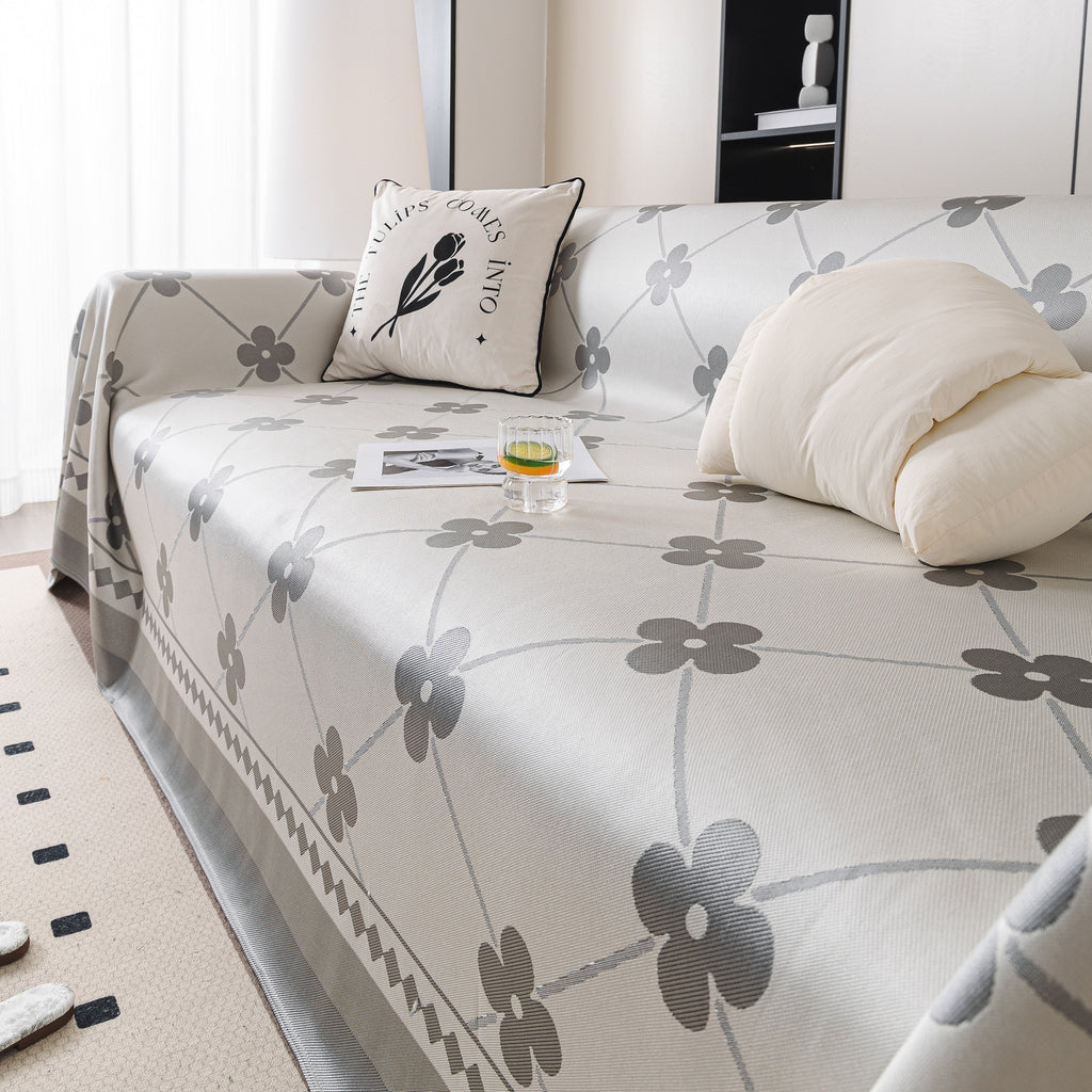 Cooling Four-Leaf Clover Hope Faith Love Luck Summer Comfy Ice Silk Furniture Throw Covers for Sofas