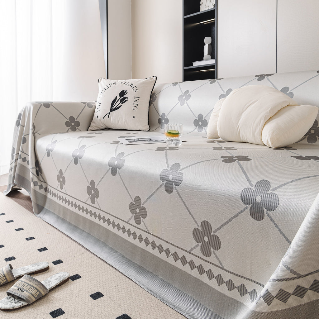 Cooling Four-Leaf Clover Hope Faith Love Luck Summer Comfy Ice Silk Furniture Throw Covers for Sofas