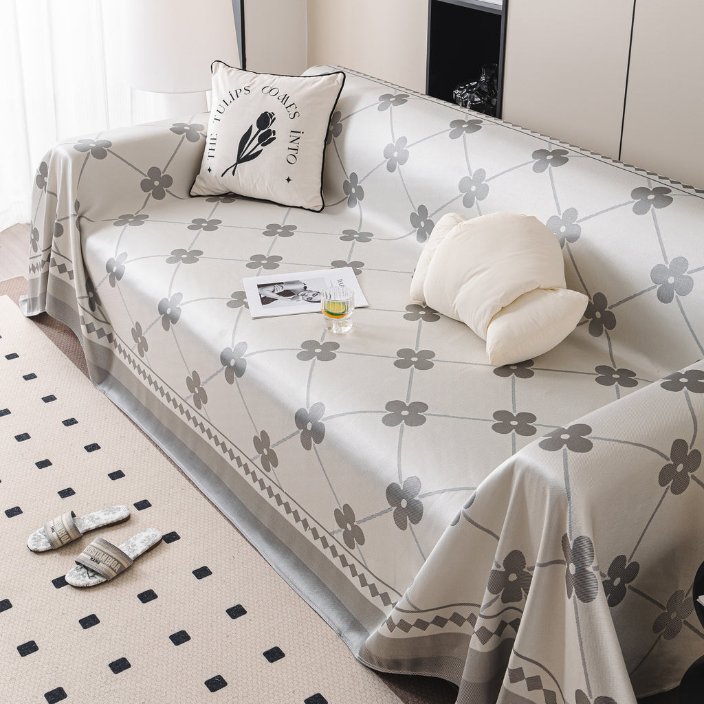 Cooling Four-Leaf Clover Hope Faith Love Luck Summer Comfy Ice Silk Furniture Throw Covers for Sofas