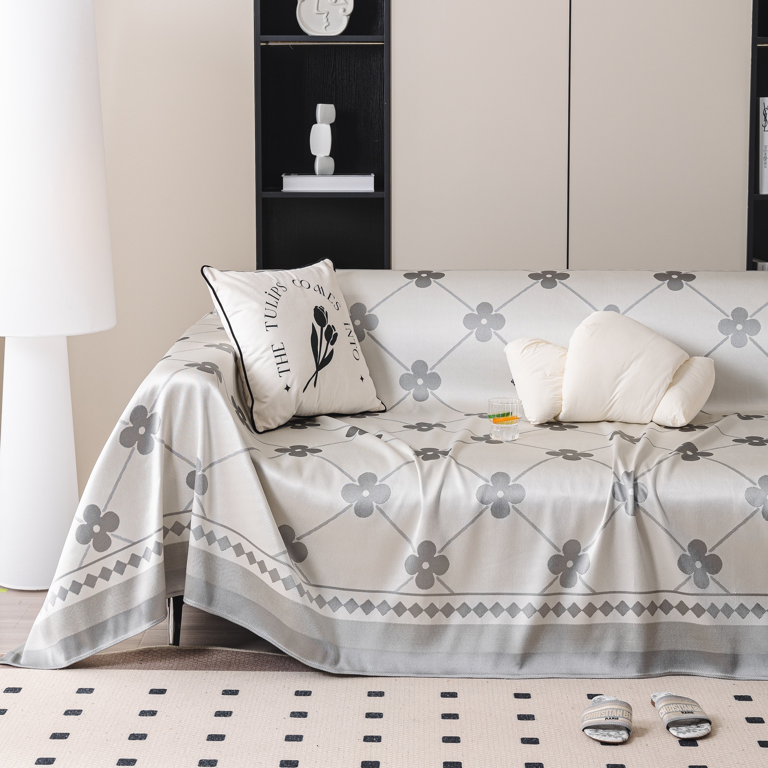 Cooling Four-Leaf Clover Hope Faith Love Luck Summer Comfy Ice Silk Furniture Throw Covers for Sofas