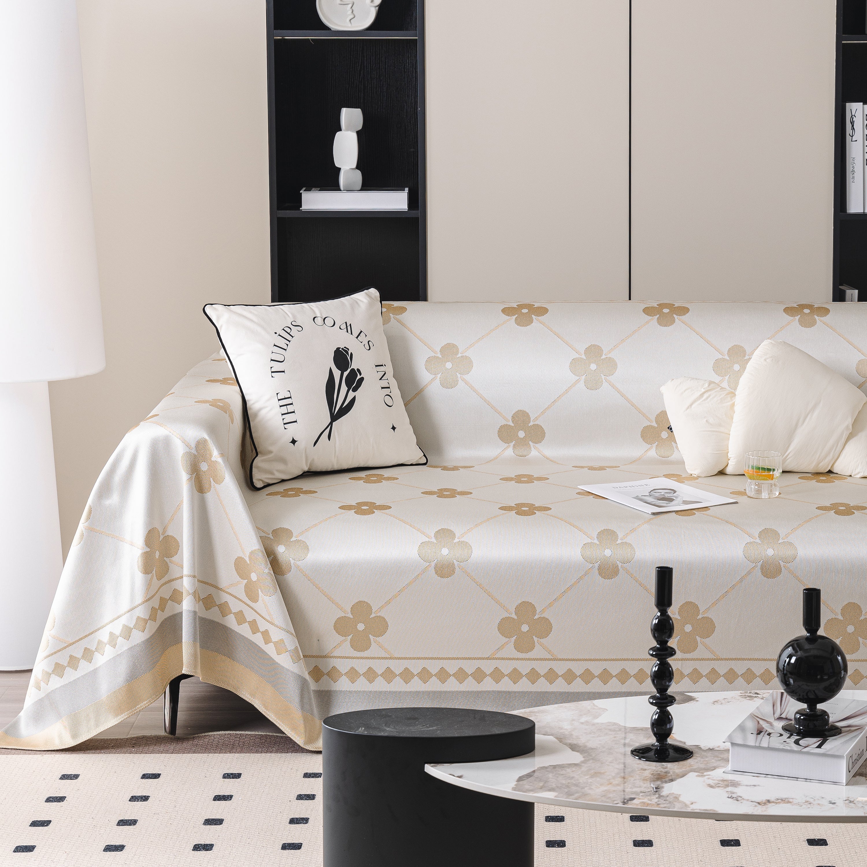 Cooling Four-Leaf Clover Hope Faith Love Luck Summer Comfy Ice Silk Furniture Throw Covers for Sofas