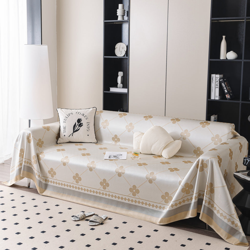 Cooling Four-Leaf Clover Hope Faith Love Luck Summer Comfy Ice Silk Furniture Throw Covers for Sofas