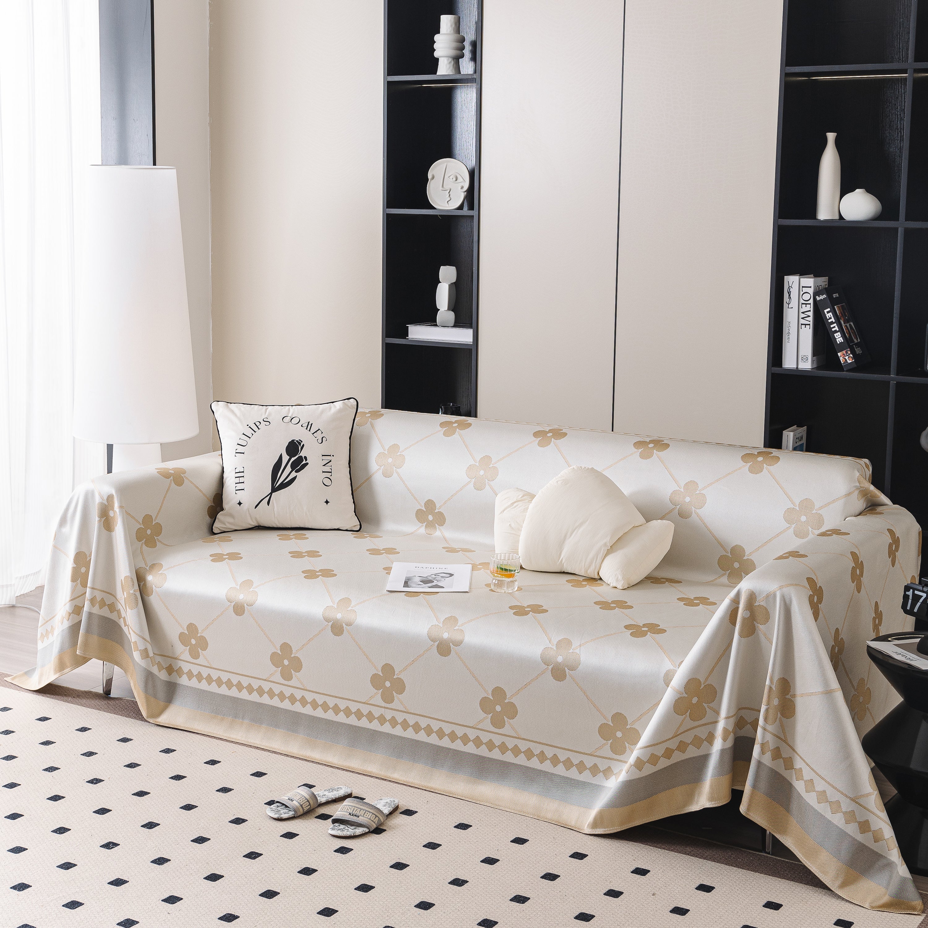 Cooling Four-Leaf Clover Hope Faith Love Luck Summer Comfy Ice Silk Furniture Throw Covers for Sofas