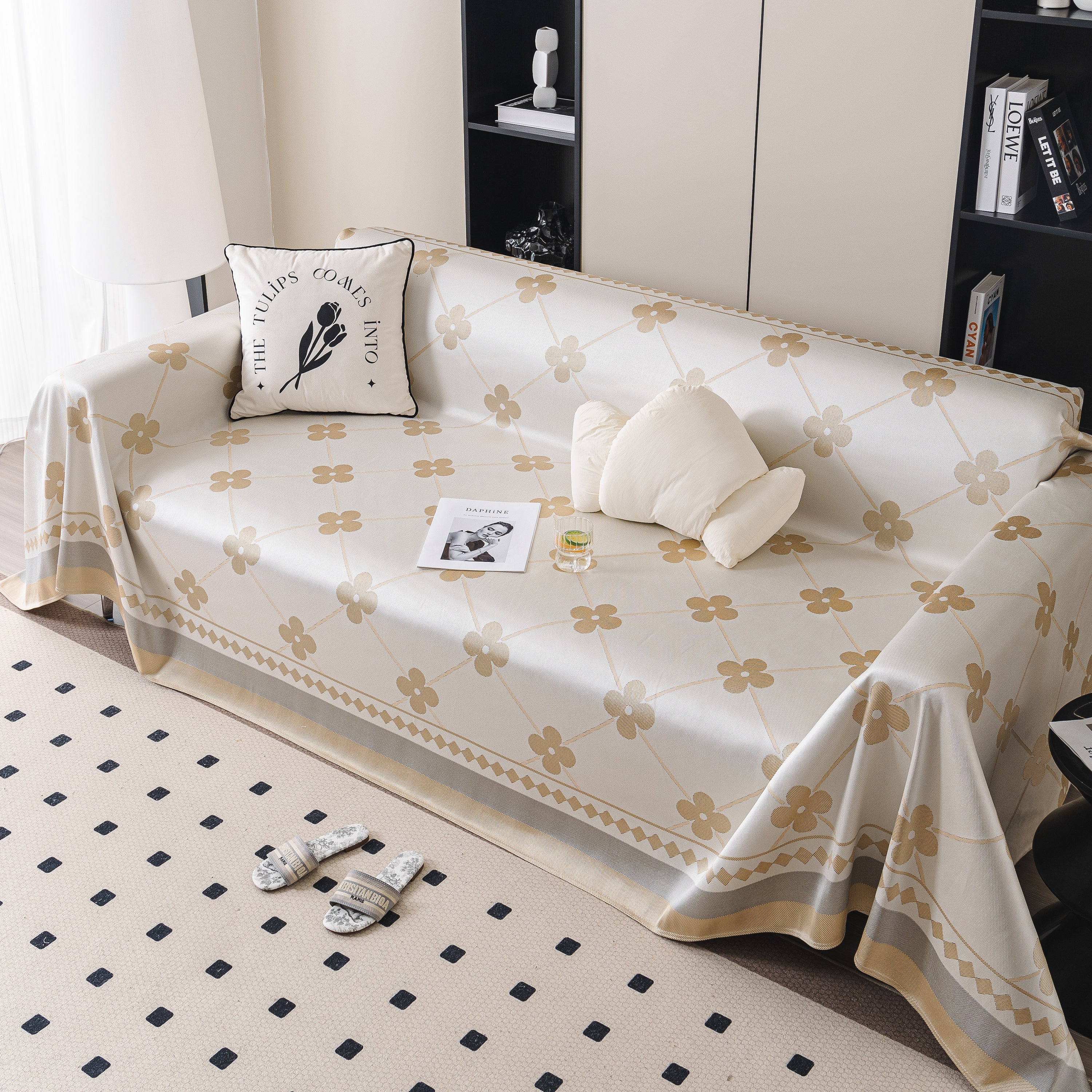 Cooling Four-Leaf Clover Hope Faith Love Luck Summer Comfy Ice Silk Furniture Throw Covers for Sofas