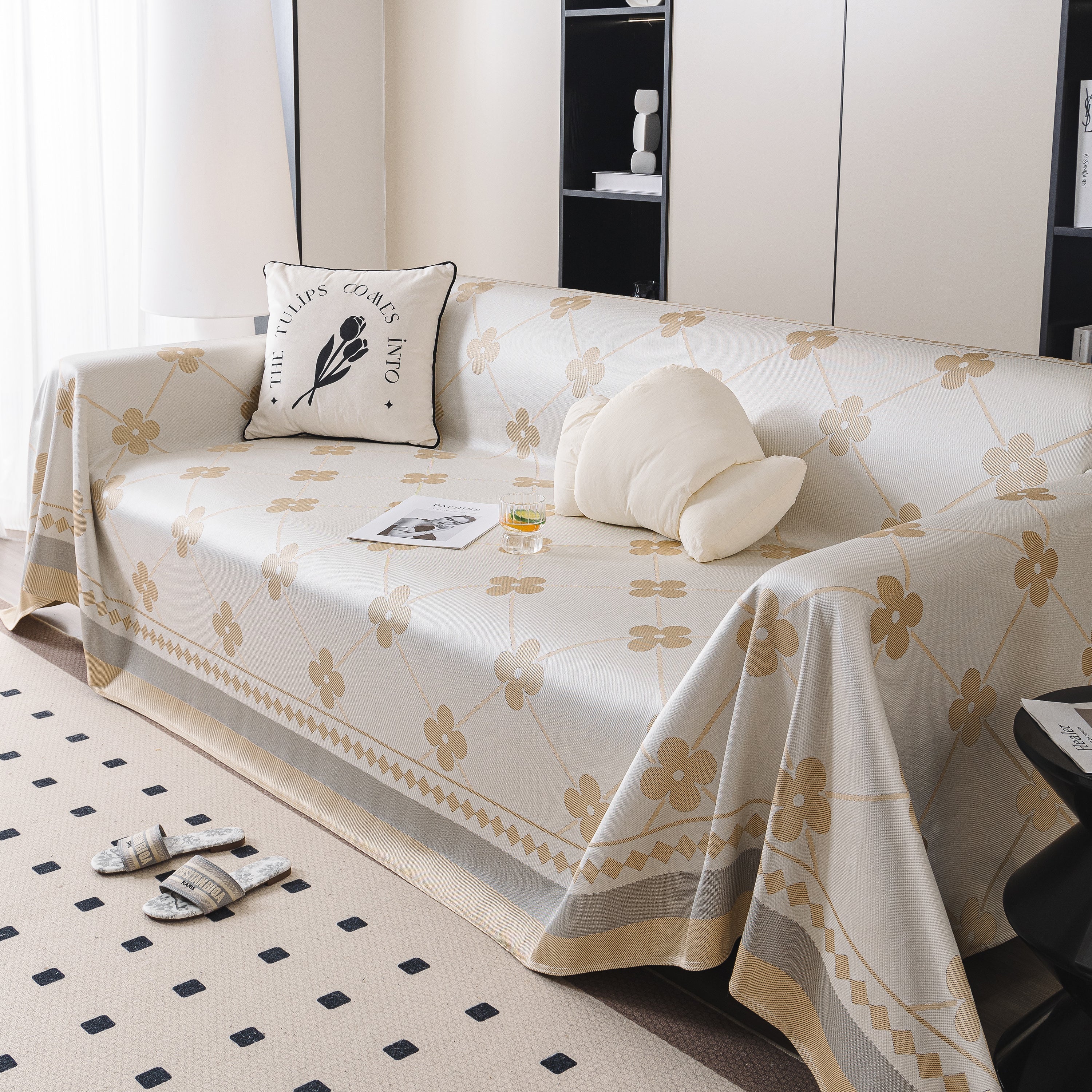 Cooling Four-Leaf Clover Hope Faith Love Luck Summer Comfy Ice Silk Furniture Throw Covers for Sofas