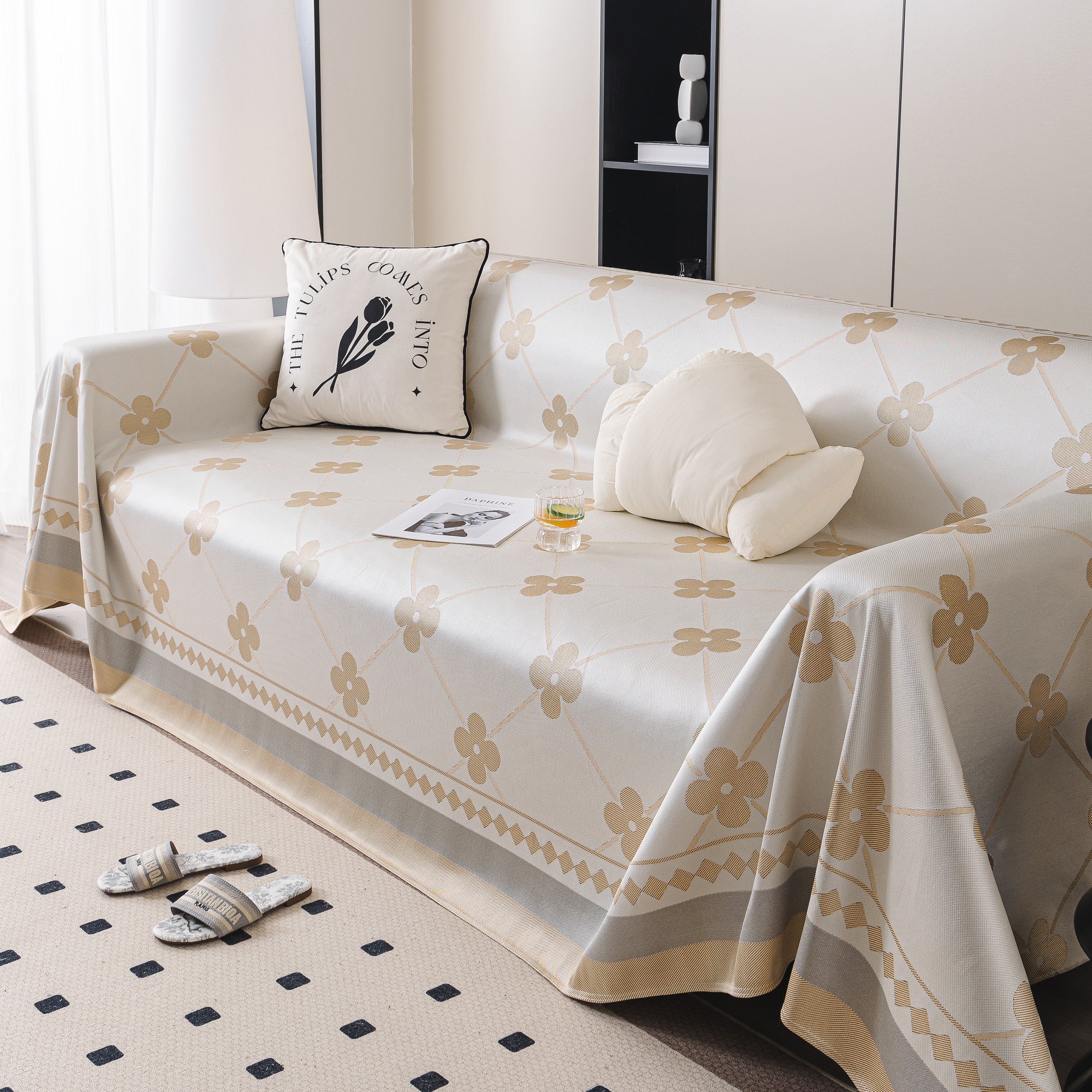 Cooling Four-Leaf Clover Hope Faith Love Luck Summer Comfy Ice Silk Furniture Throw Covers for Sofas