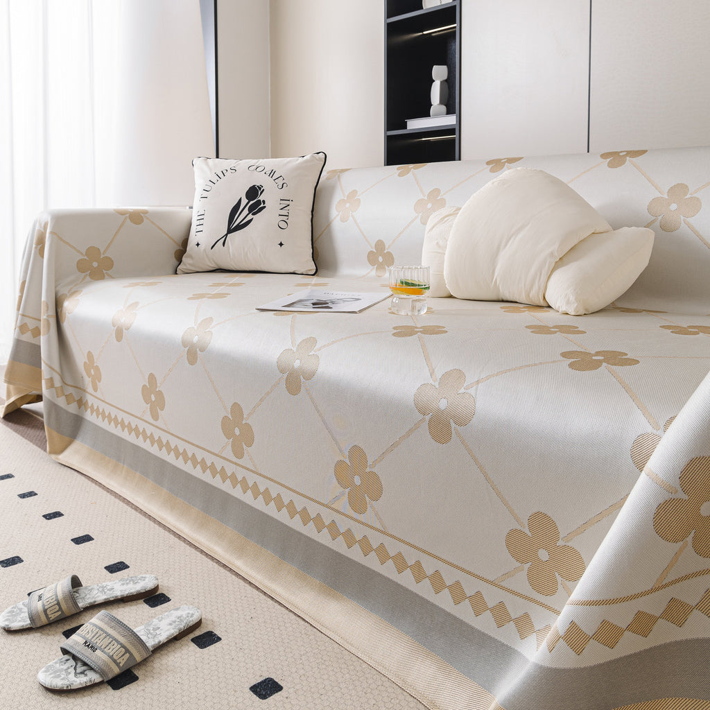Cooling Four-Leaf Clover Hope Faith Love Luck Summer Comfy Ice Silk Furniture Throw Covers for Sofas