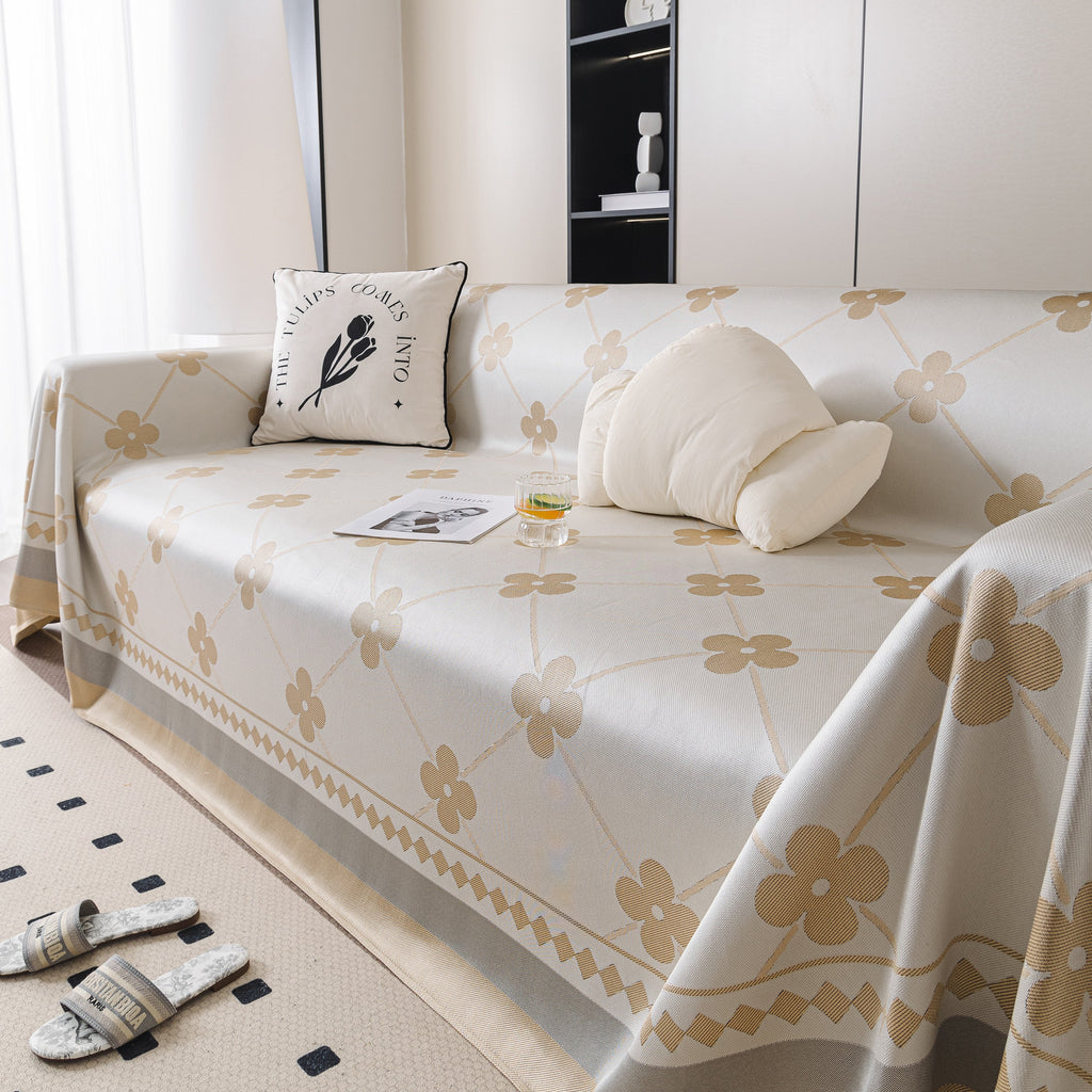 Cooling Four-Leaf Clover Hope Faith Love Luck Summer Comfy Ice Silk Furniture Throw Covers for Sofas