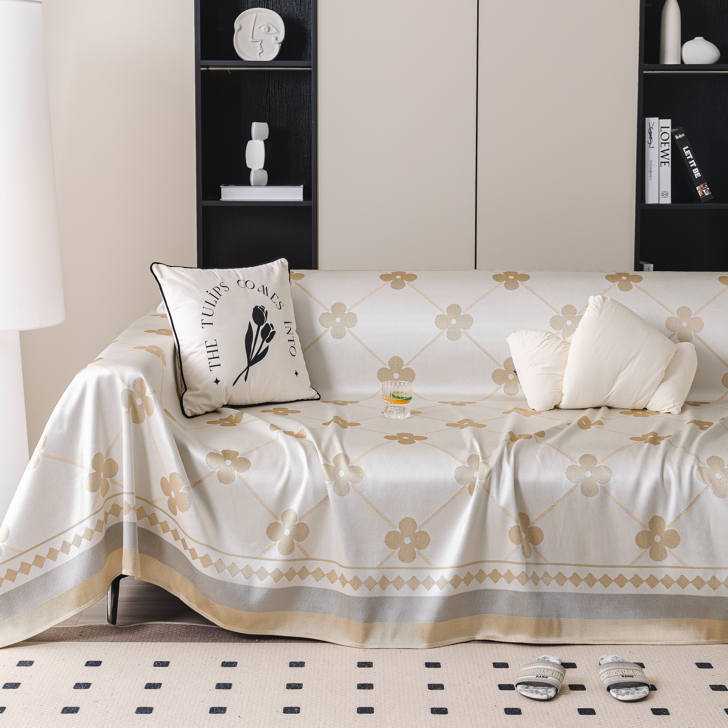 Cooling Four-Leaf Clover Hope Faith Love Luck Summer Comfy Ice Silk Furniture Throw Covers for Sofas