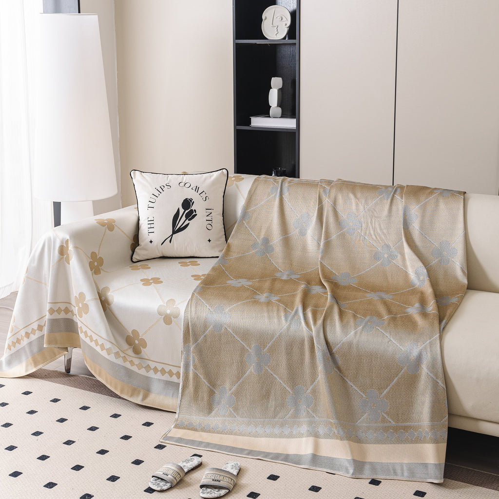 Cooling Four-Leaf Clover Hope Faith Love Luck Summer Comfy Ice Silk Furniture Throw Covers for Sofas