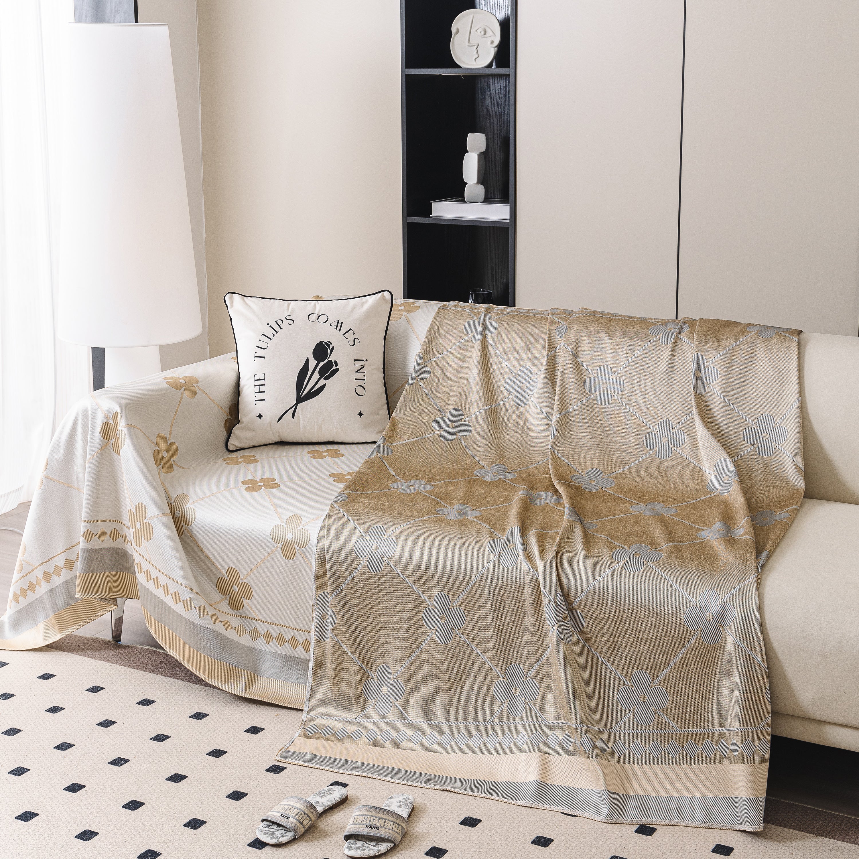 Cooling Four-Leaf Clover Hope Faith Love Luck Summer Comfy Ice Silk Furniture Throw Covers for Sofas