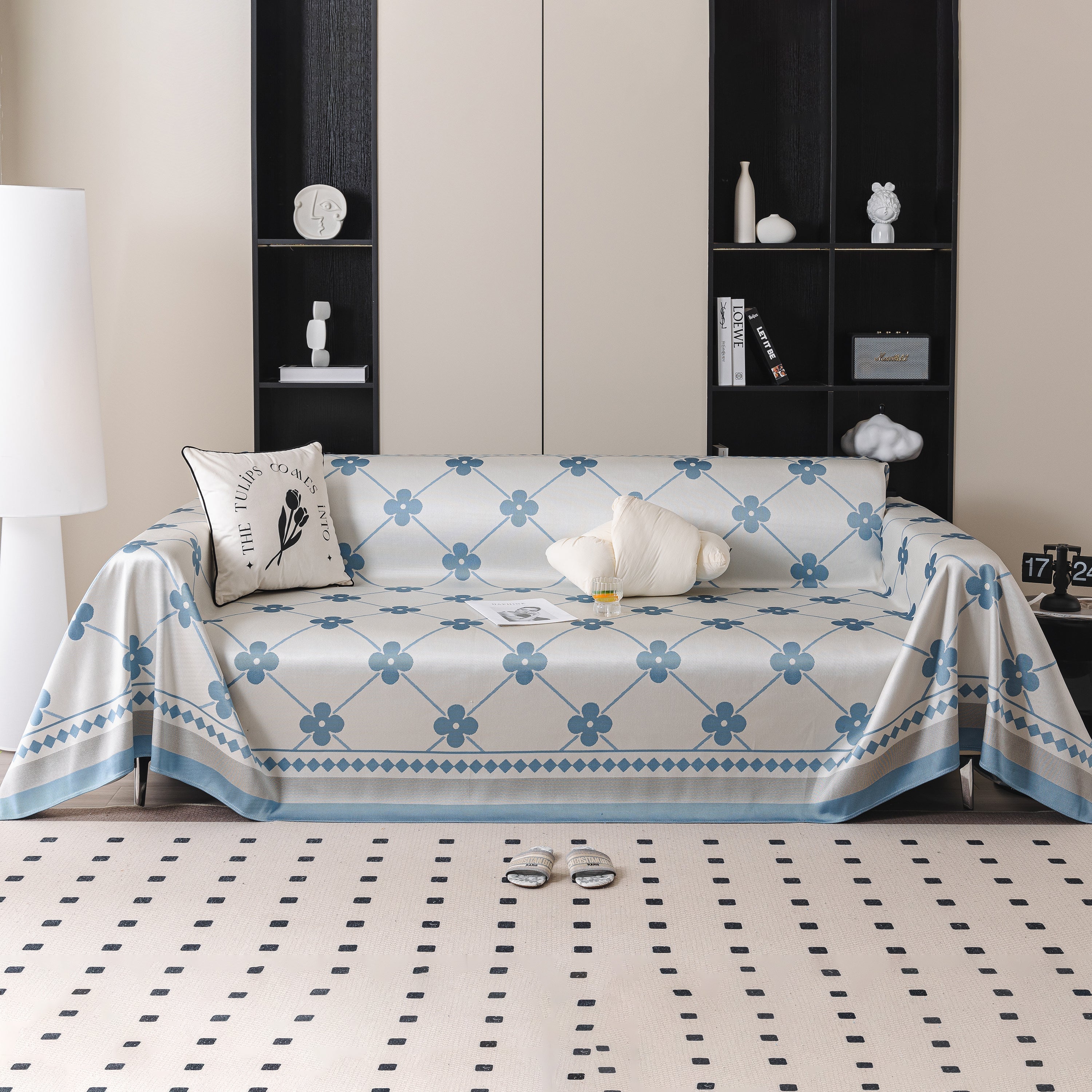 Cooling Four-Leaf Clover Hope Faith Love Luck Summer Comfy Ice Silk Furniture Throw Covers for Sofas