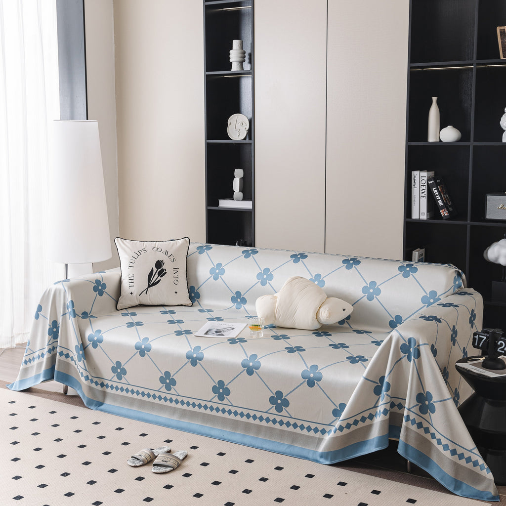 Cooling Four-Leaf Clover Hope Faith Love Luck Summer Comfy Ice Silk Furniture Throw Covers for Sofas