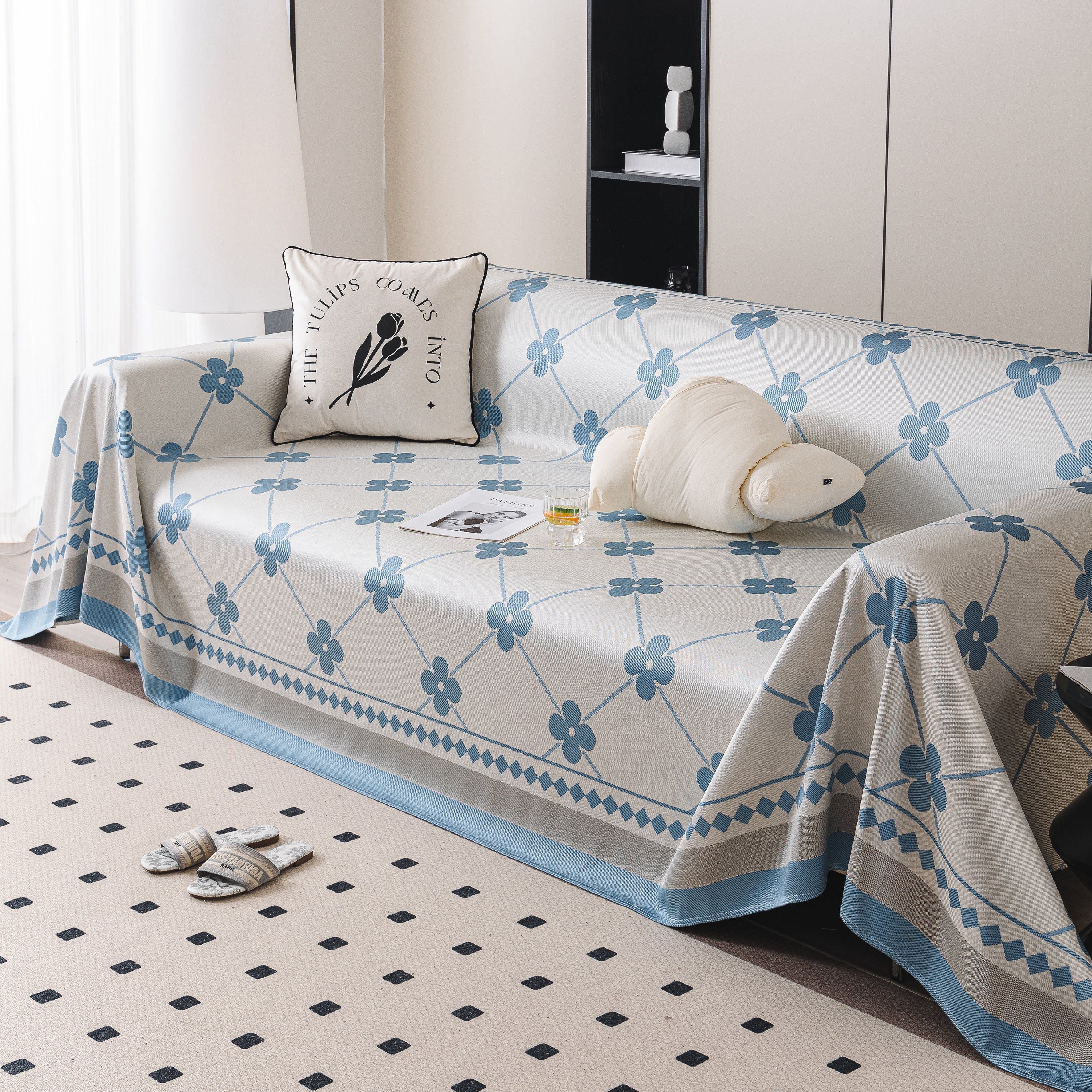 Cooling Four-Leaf Clover Hope Faith Love Luck Summer Comfy Ice Silk Furniture Throw Covers for Sofas