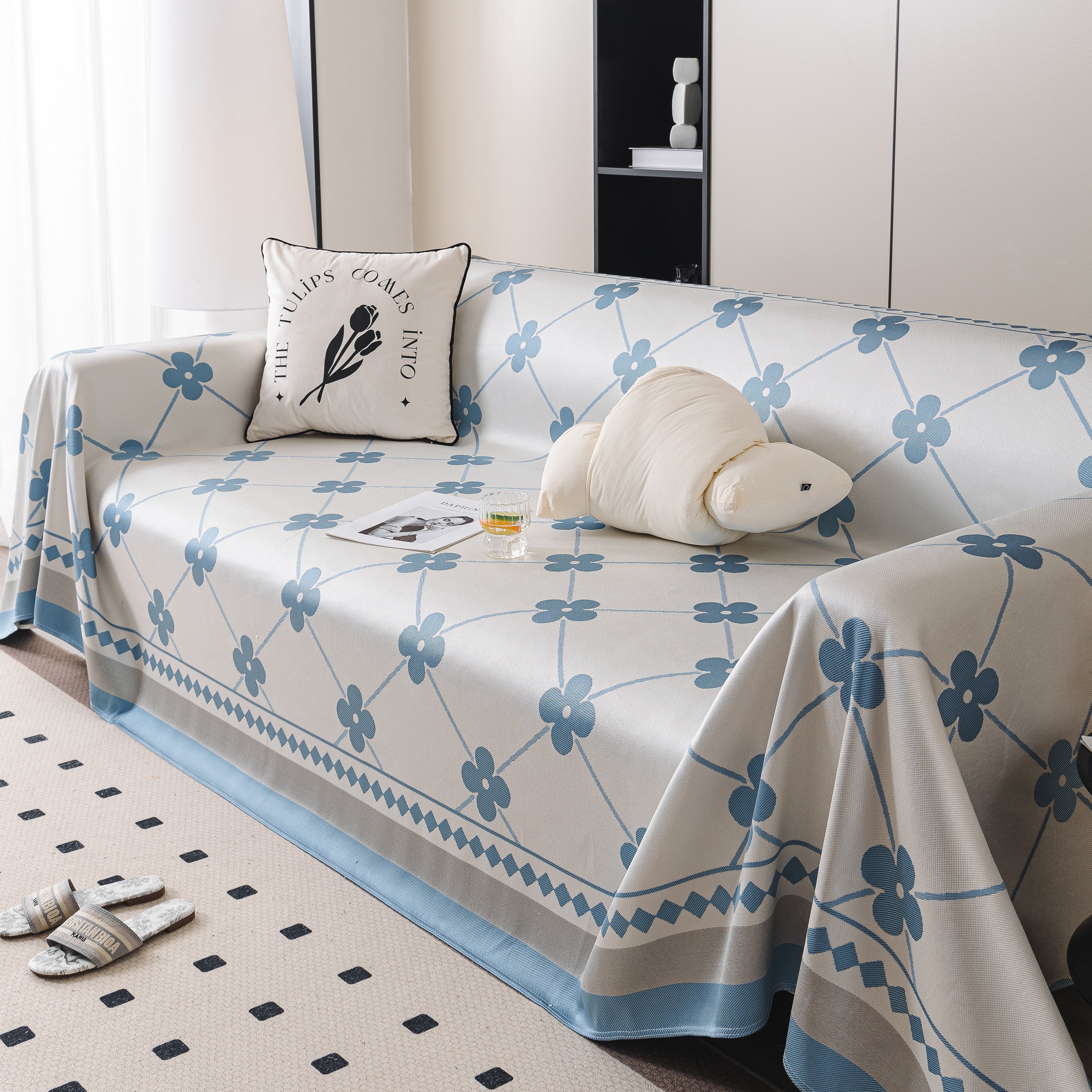 Cooling Four-Leaf Clover Hope Faith Love Luck Summer Comfy Ice Silk Furniture Throw Covers for Sofas