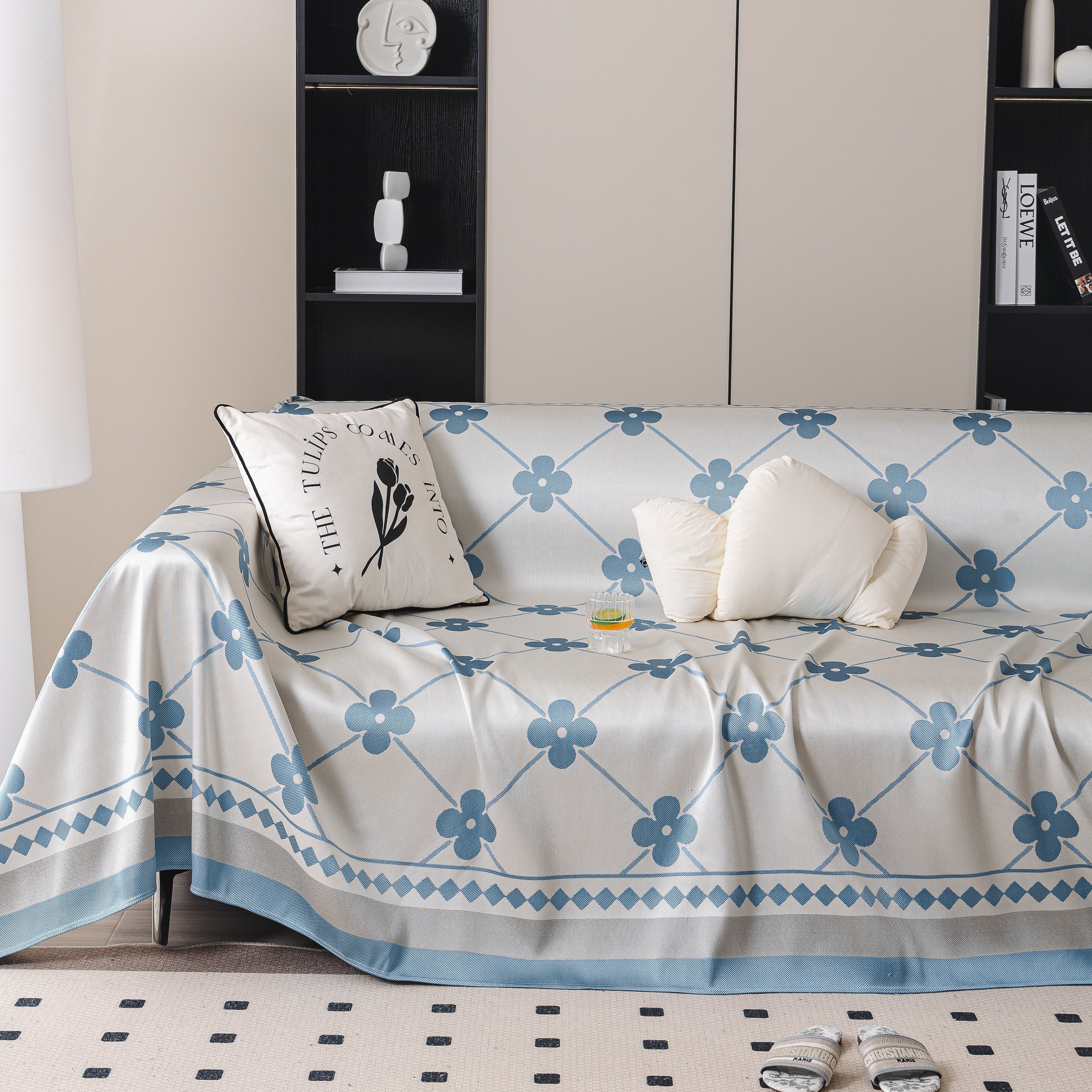 Cooling Four-Leaf Clover Hope Faith Love Luck Summer Comfy Ice Silk Furniture Throw Covers for Sofas