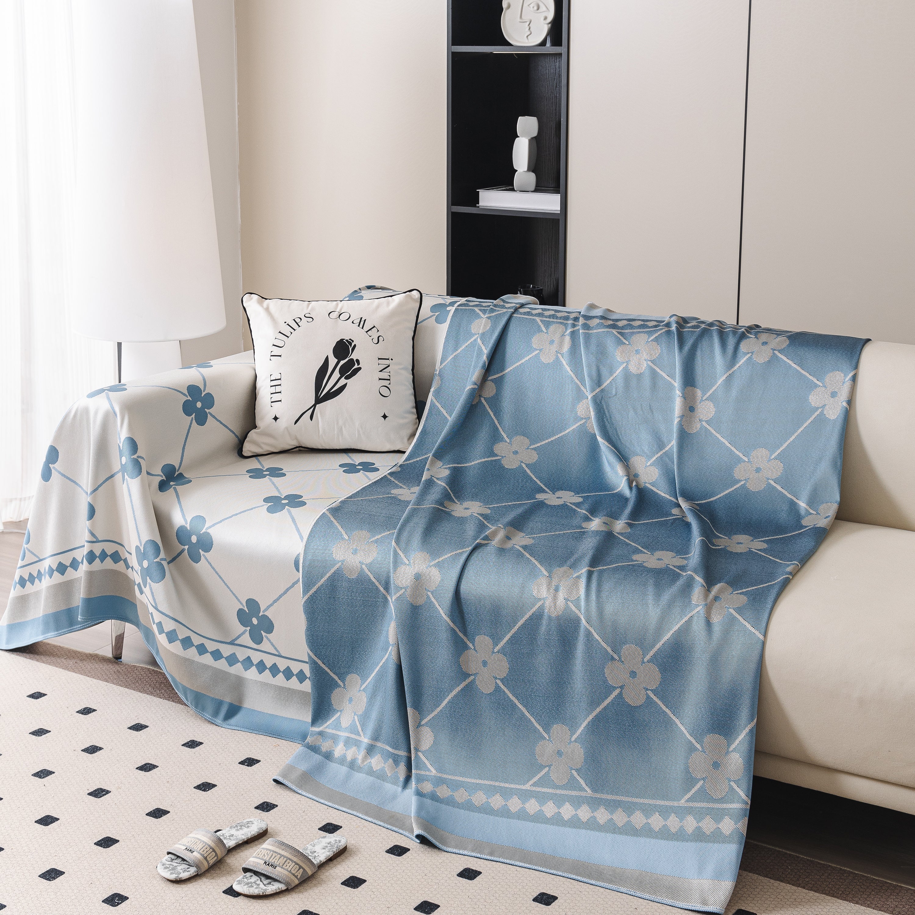 Cooling Four-Leaf Clover Hope Faith Love Luck Summer Comfy Ice Silk Furniture Throw Covers for Sofas