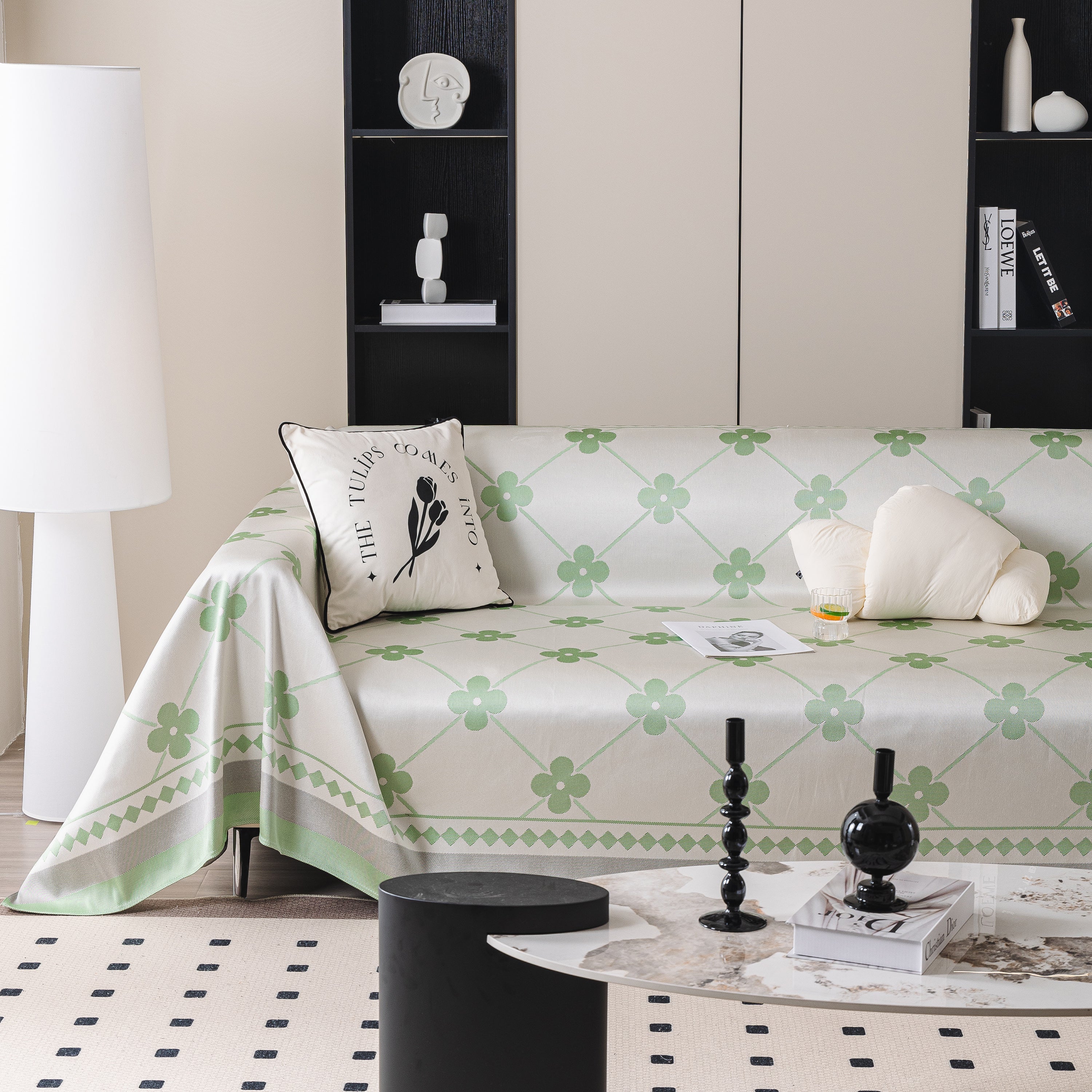 Cooling Four-Leaf Clover Hope Faith Love Luck Summer Comfy Ice Silk Furniture Throw Covers for Sofas