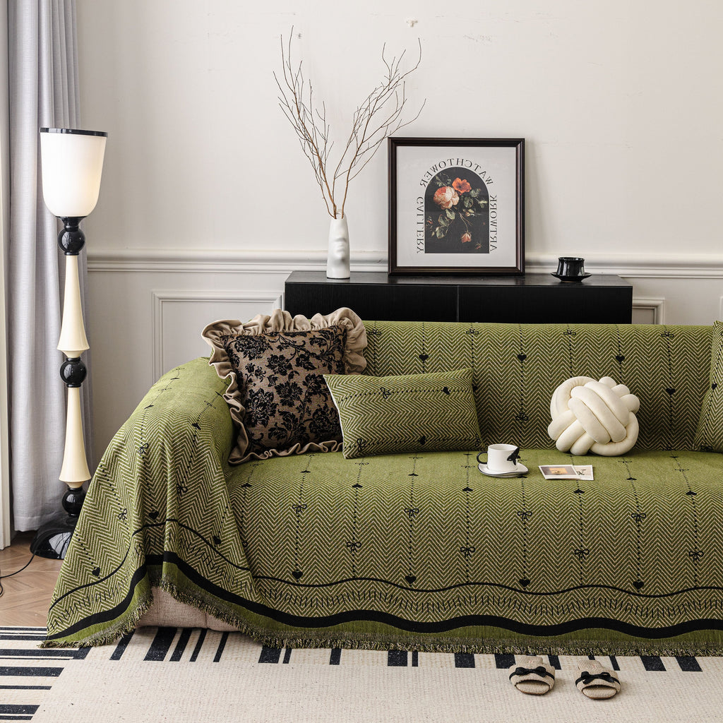 Chenille Couch Throw Cover Decorative Herringbone Sofa Blanket Protector for Couch
