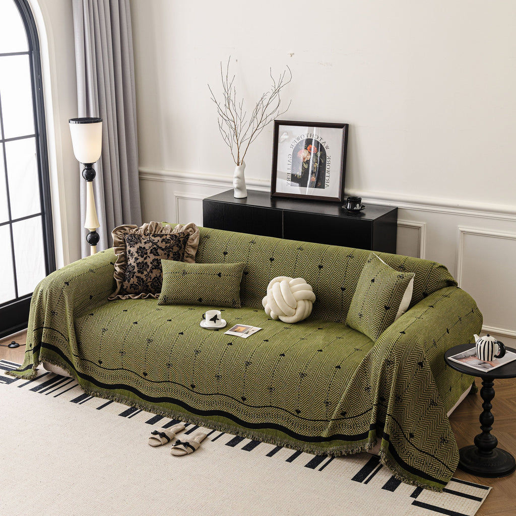 Chenille Couch Throw Cover Decorative Herringbone Sofa Blanket Protector for Couch