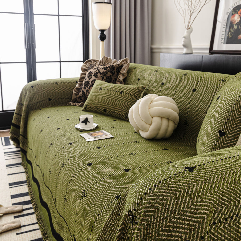 Chenille Couch Throw Cover Decorative Herringbone Sofa Blanket Protector for Couch