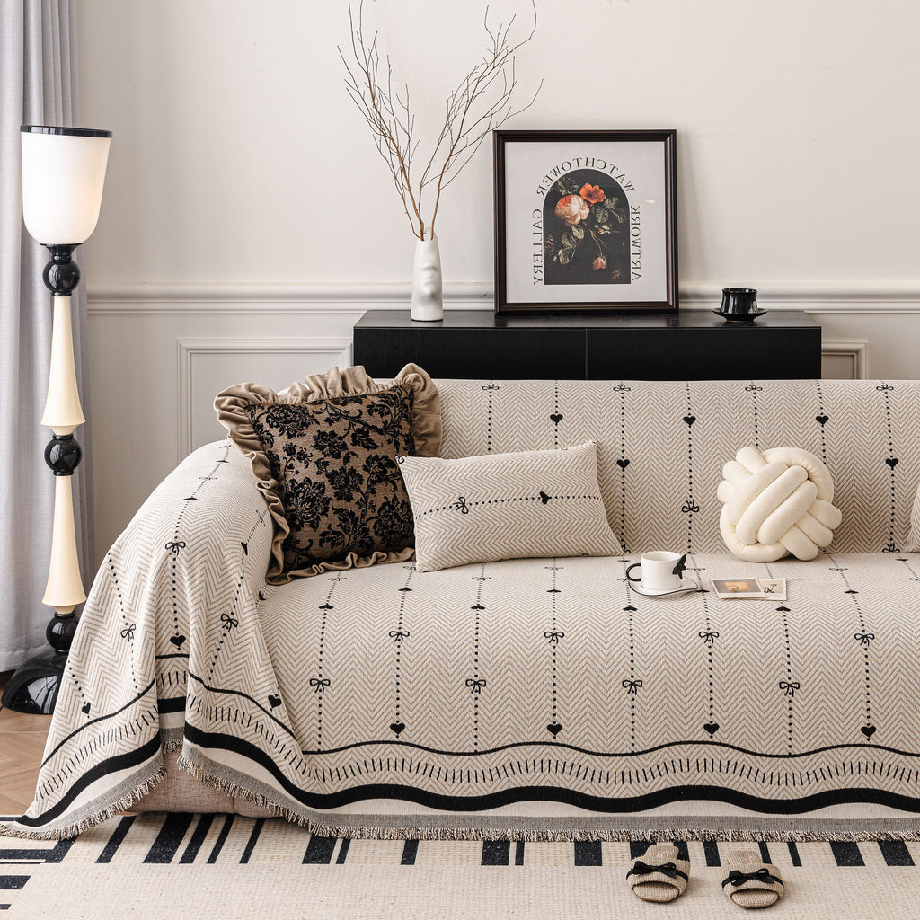 Chenille Couch Throw Cover Decorative Herringbone Sofa Blanket Protector for Couch