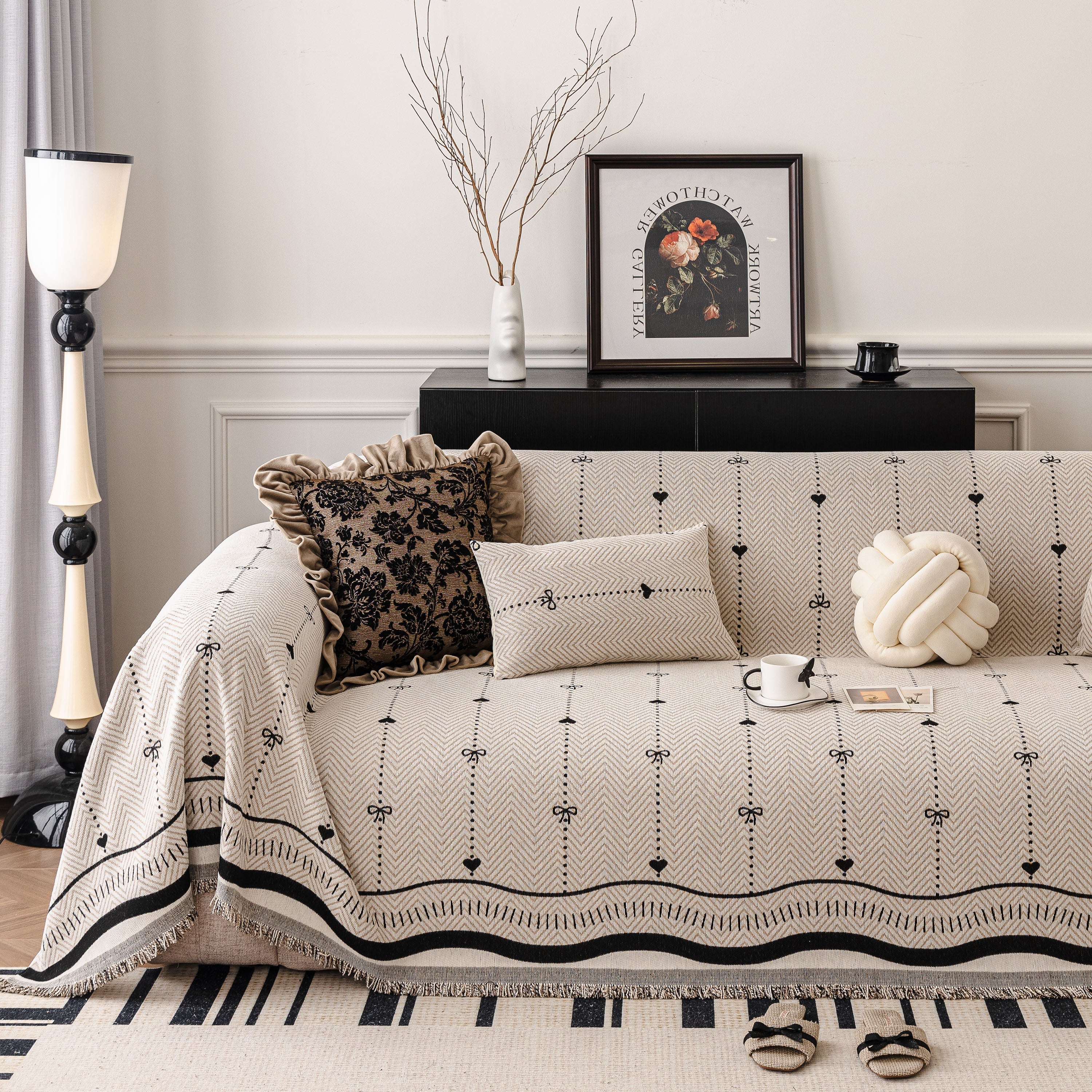 Chenille Couch Throw Cover Decorative Herringbone Sofa Blanket Protector for Couch