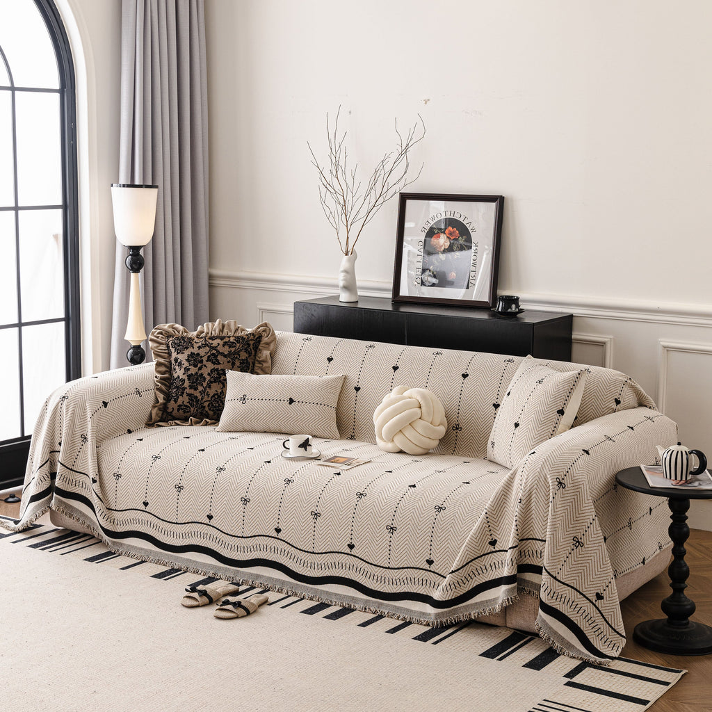 Chenille Couch Throw Cover Decorative Herringbone Sofa Blanket Protector for Couch