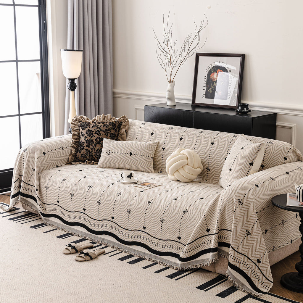 Chenille Couch Throw Cover Decorative Herringbone Sofa Blanket Protector for Couch