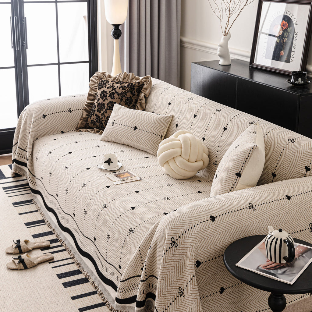 Chenille Couch Throw Cover Decorative Herringbone Sofa Blanket Protector for Couch
